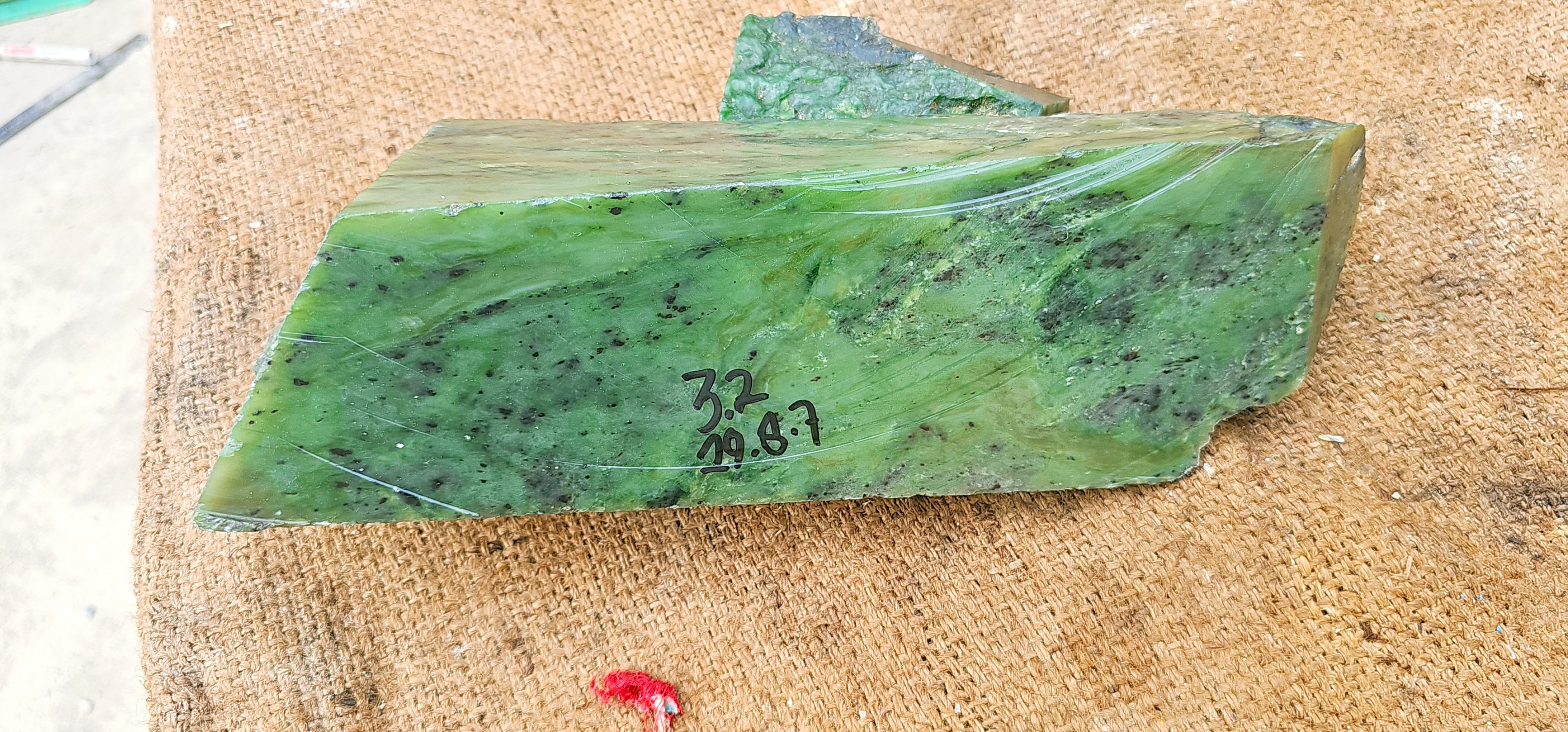 Natural Green Nephrite Jade Rough Stone – Deep Green with Blue-Green Tones, 3.2 KG