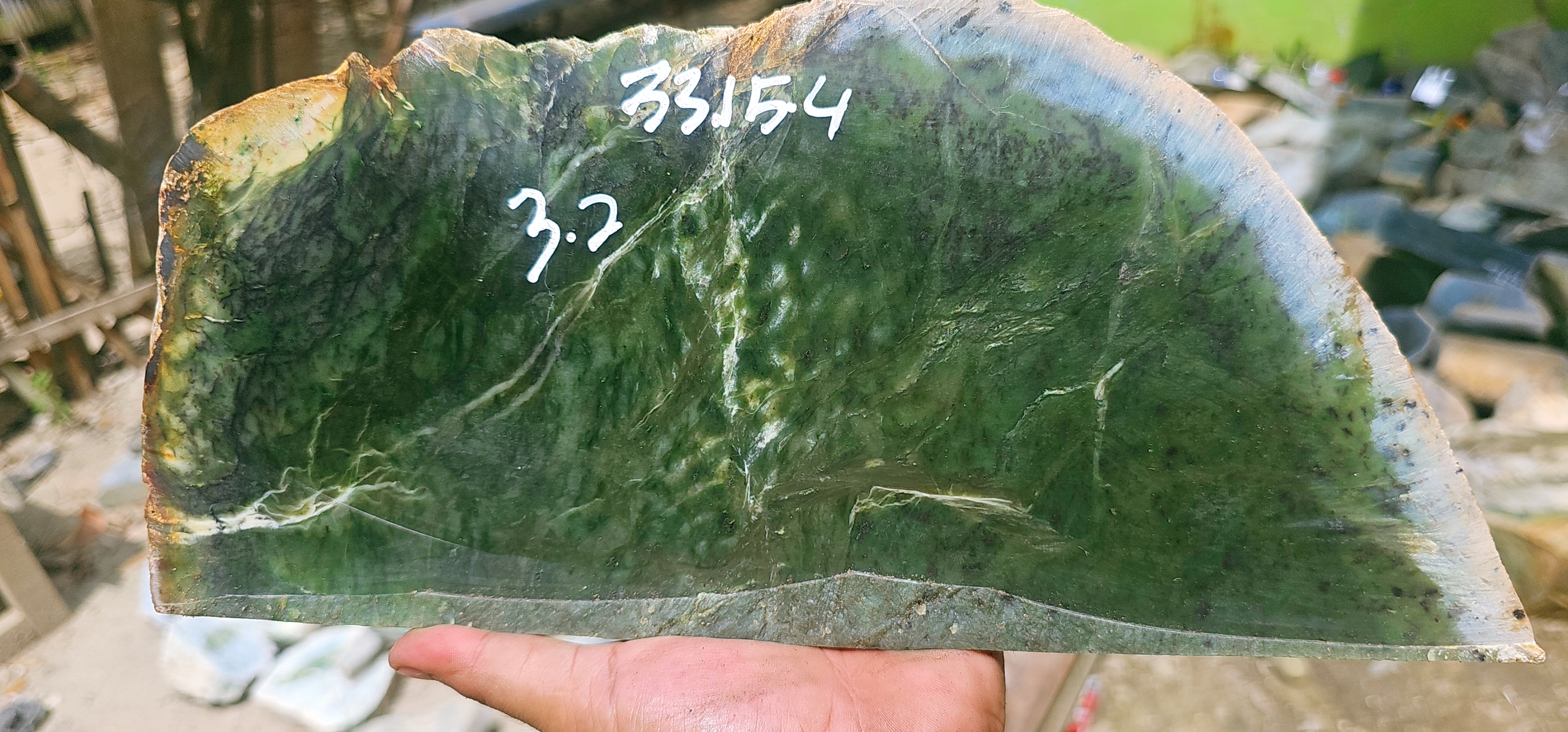 Natural Dark Green Nephrite Jade Rough Slab – 3.2 KG