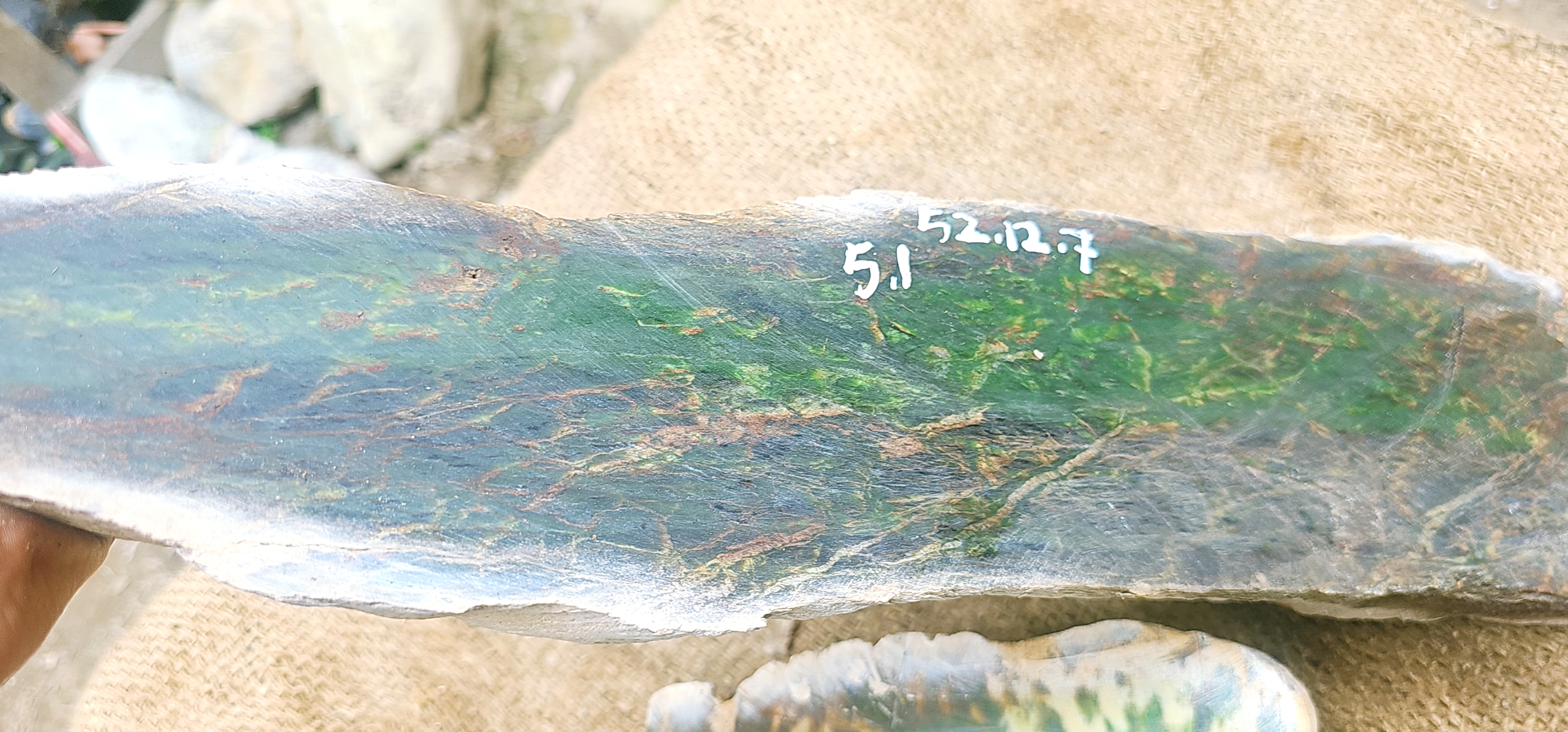 Natural Blue-Green Nephrite Jade Rough Stone Slab – 5.1 KG | Unique Mineral Patterns