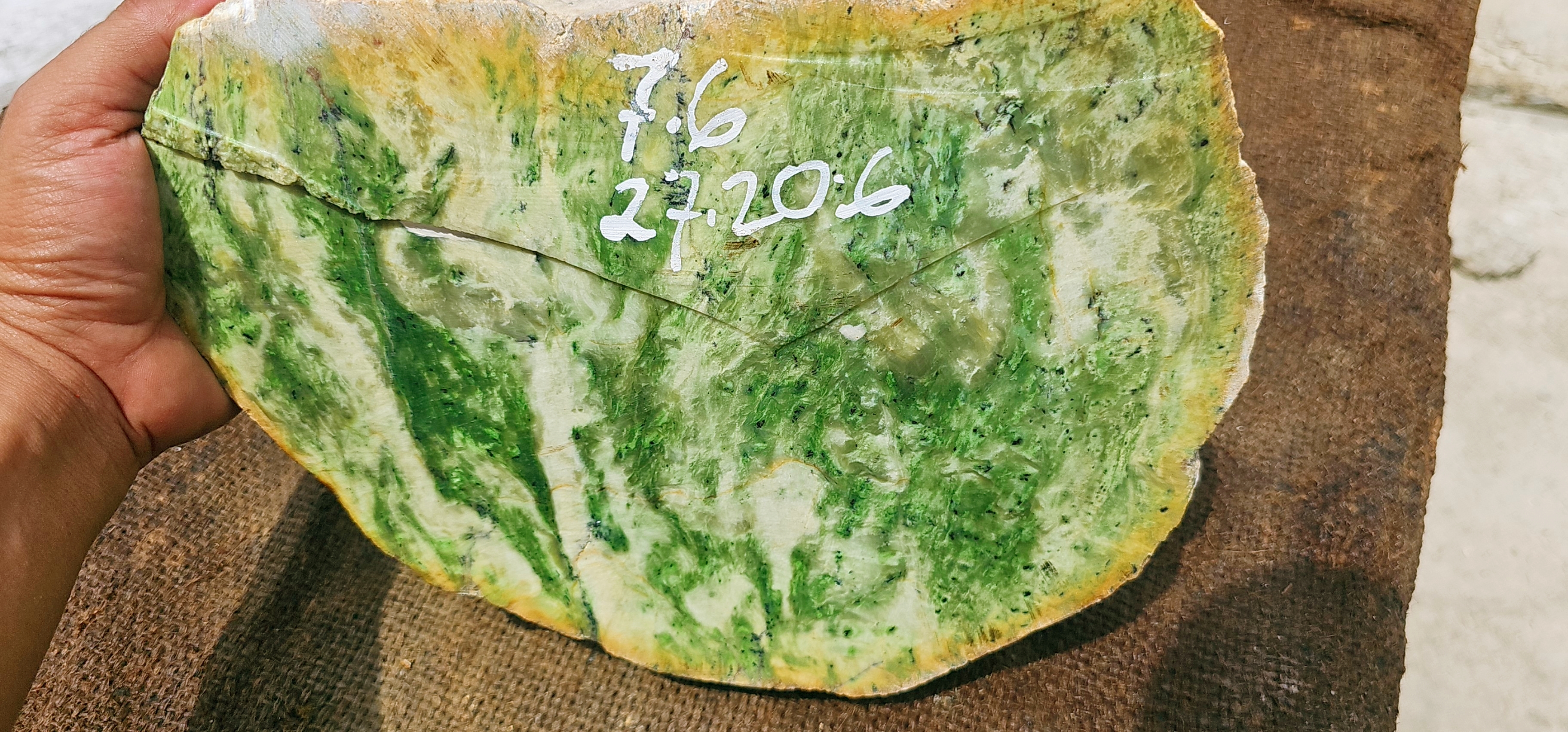 Natural Green and White Nephrite Jade Rough Stone – 7.6 KG