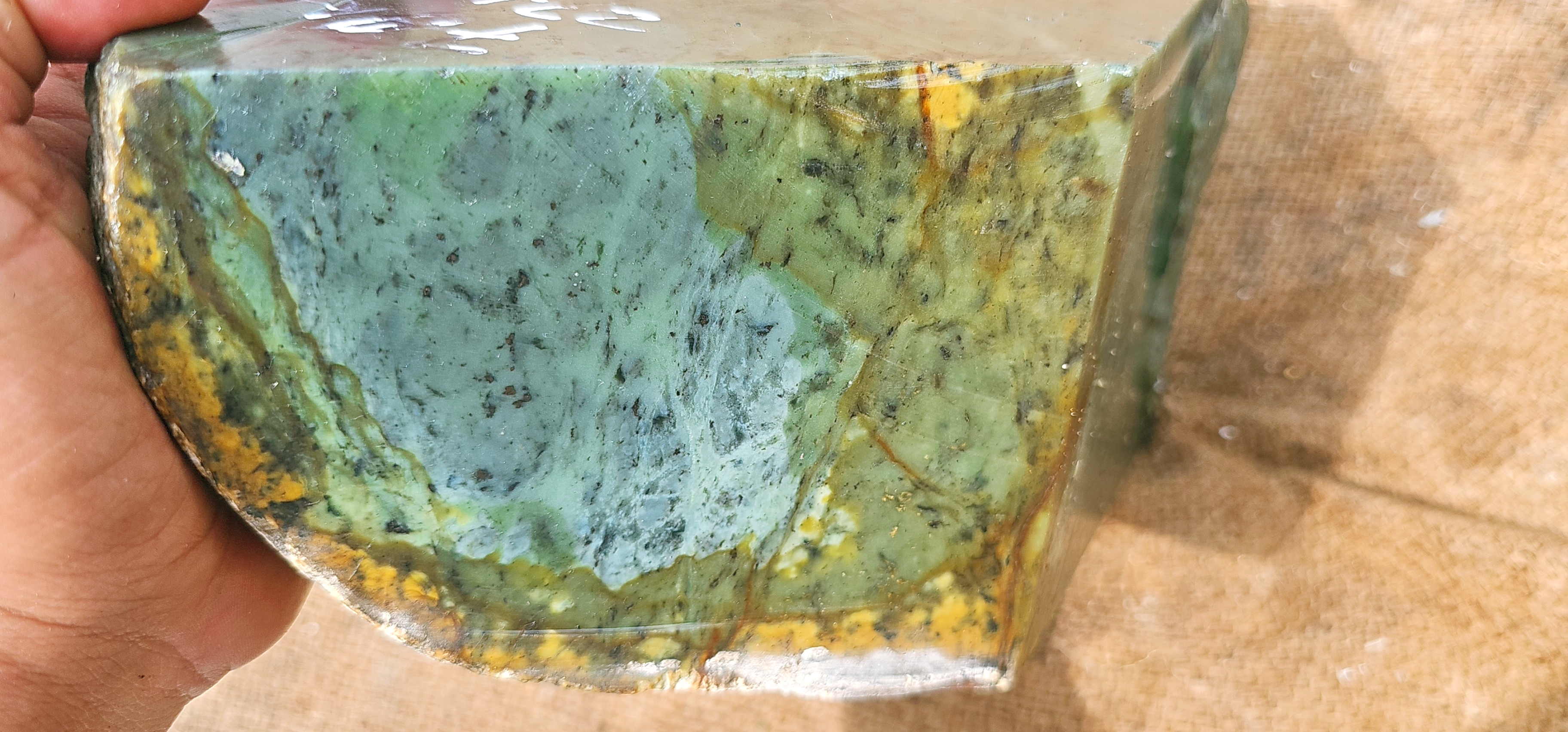 Natural Green Jade Rough Stone – Translucent Green with Natural Veining, 7.8 KG