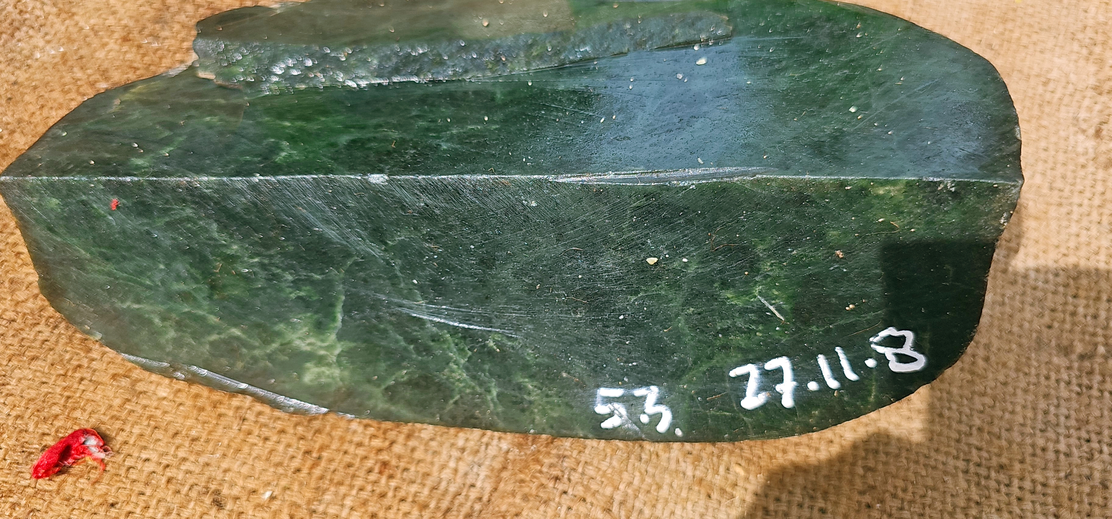 Natural Dark Green Jade Rough Stone – Deep Forest Green with Smooth Layered Texture, 5.3 KG