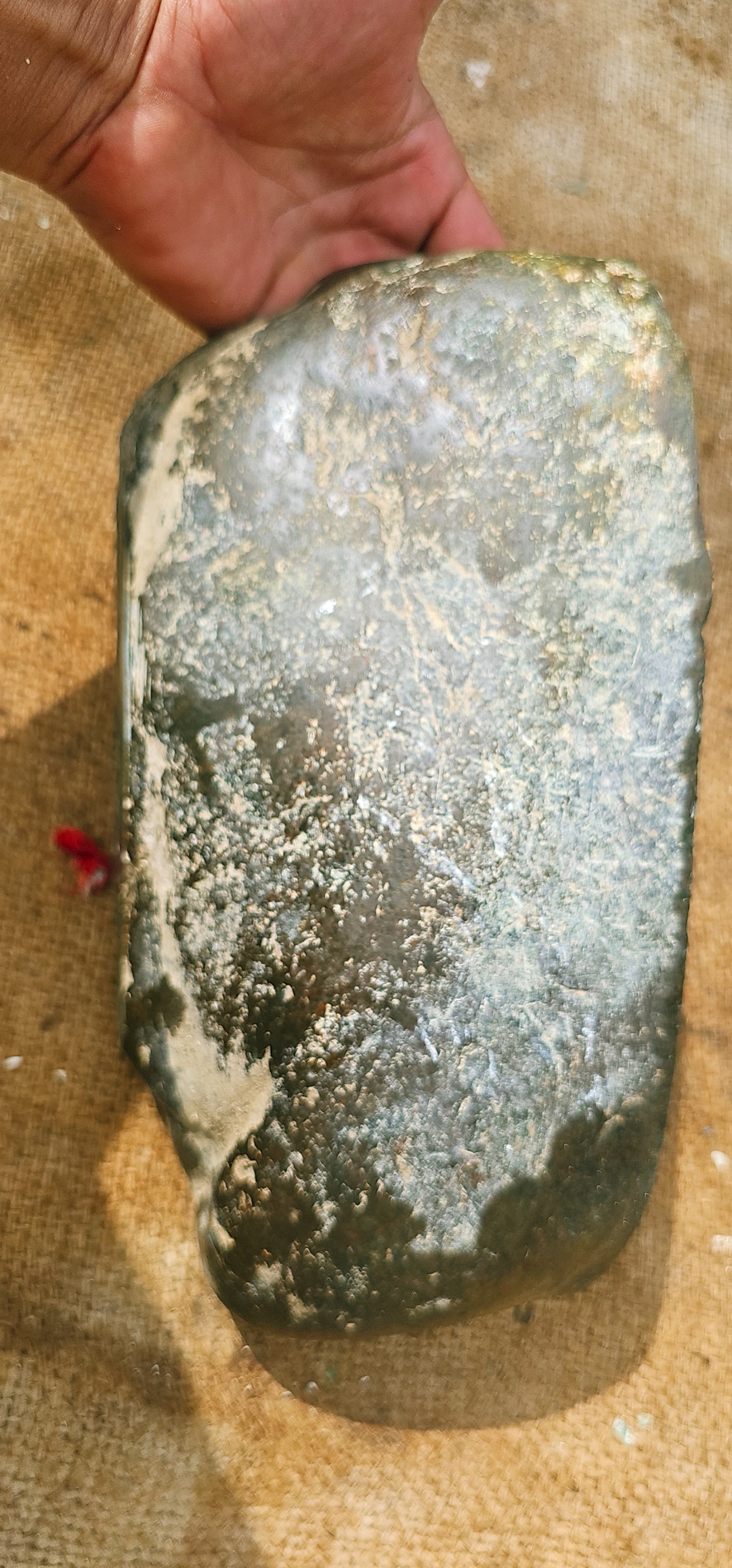 Natural Dark Green Jade Rough Stone – Deep Forest Green with Smooth Layered Texture, 5.3 KG