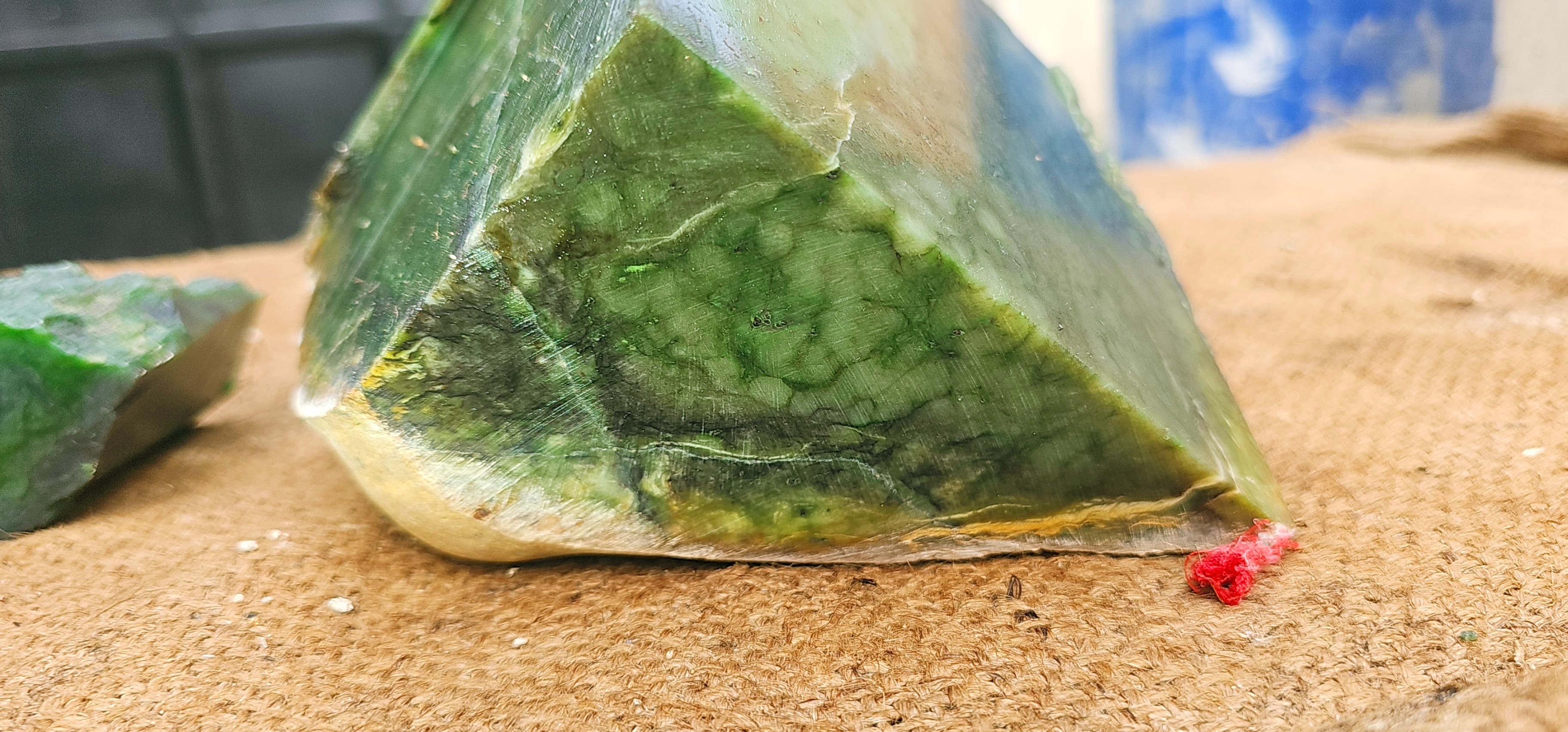 Natural Green Jade Rough Stone – Vivid Green with Deep Green Layered Pattern, 5.2 KG