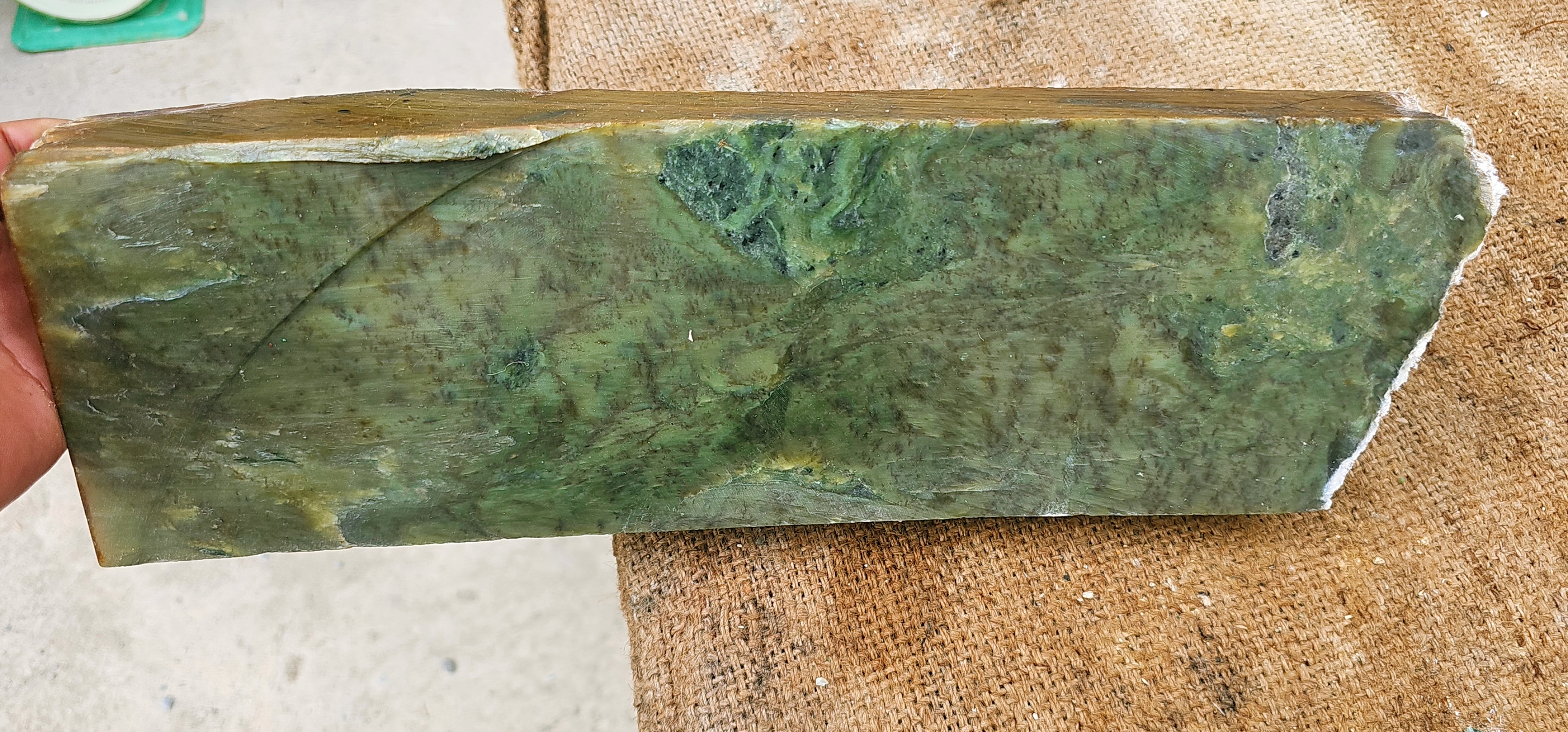 Natural Green Jade Rough Stone – Earthy Green with Natural Layered Veins, 5 KG