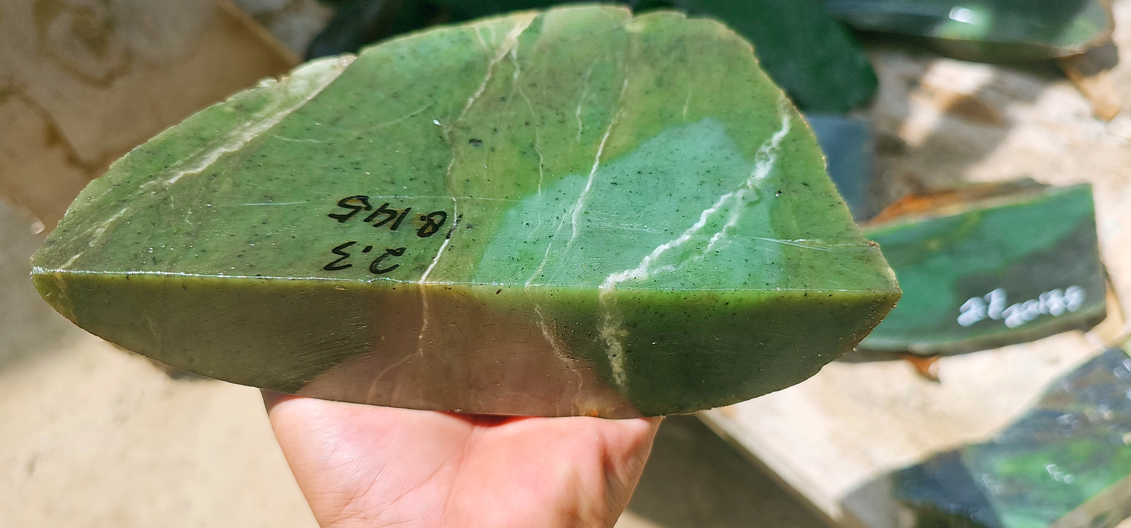 Natural Green Jade Rough Stone – Light Green with Distinctive White Veining, 2.3 KG