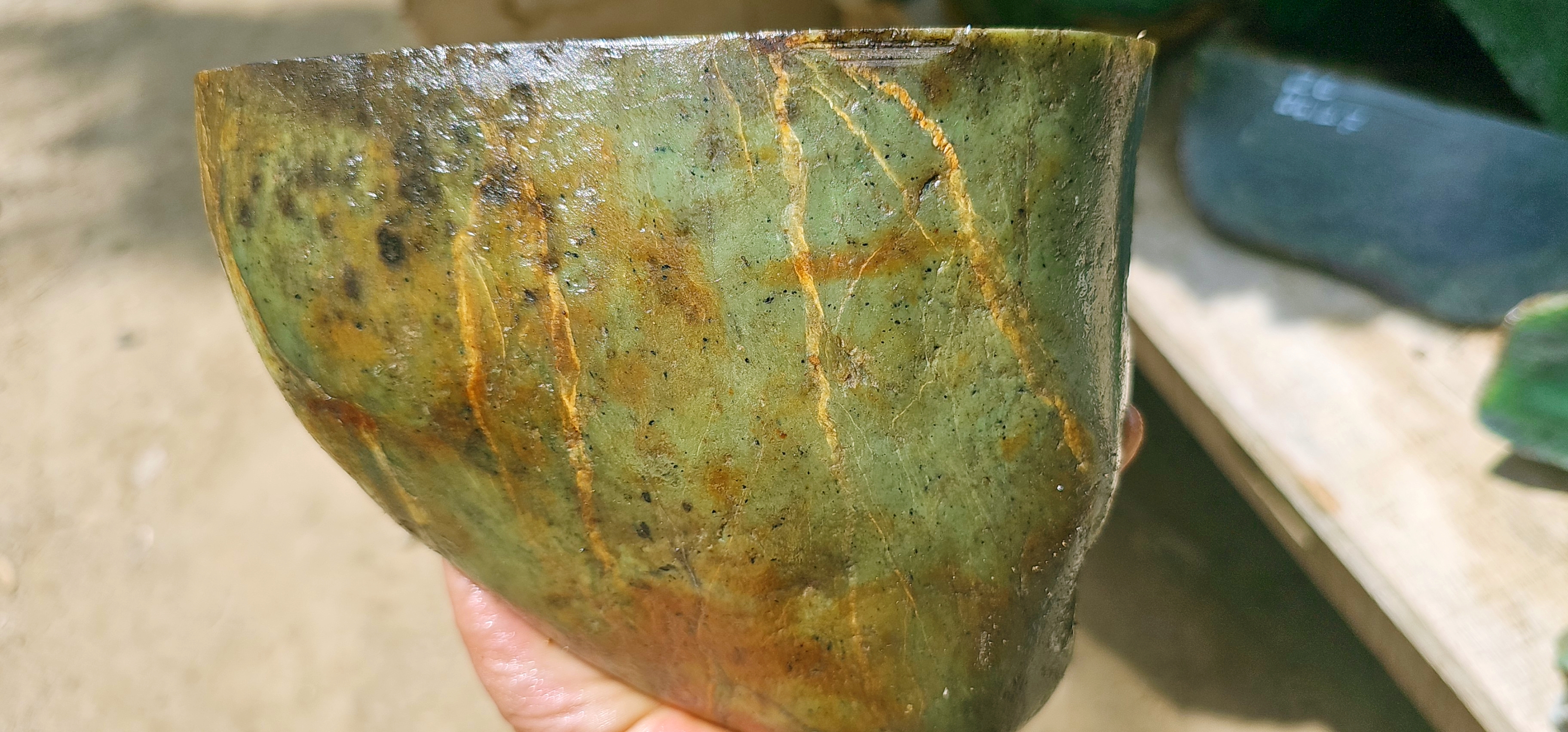Natural Green Jade Rough Stone – Light Green with Distinctive White Veining, 2.3 KG