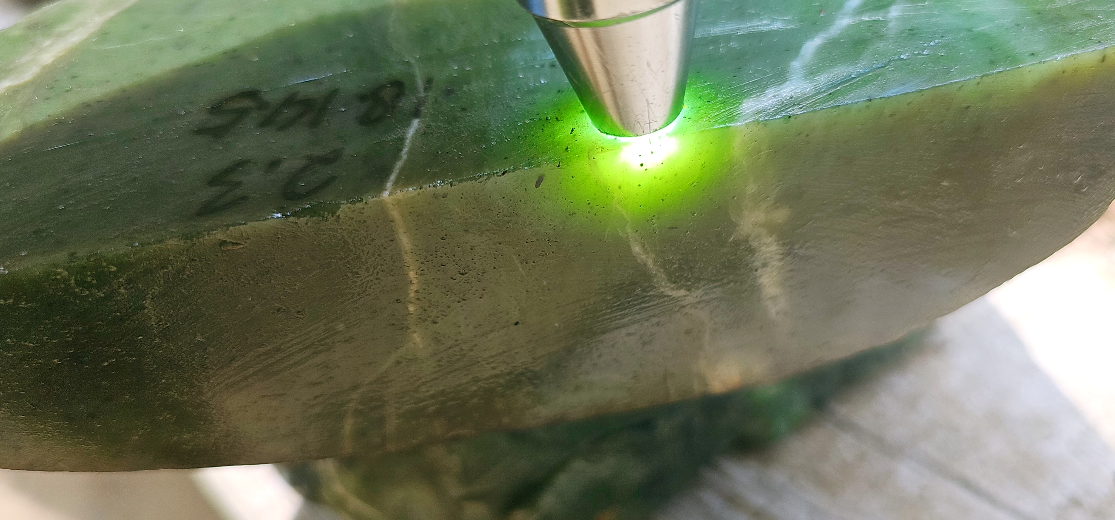 Natural Green Jade Rough Stone – Light Green with Distinctive White Veining, 2.3 KG