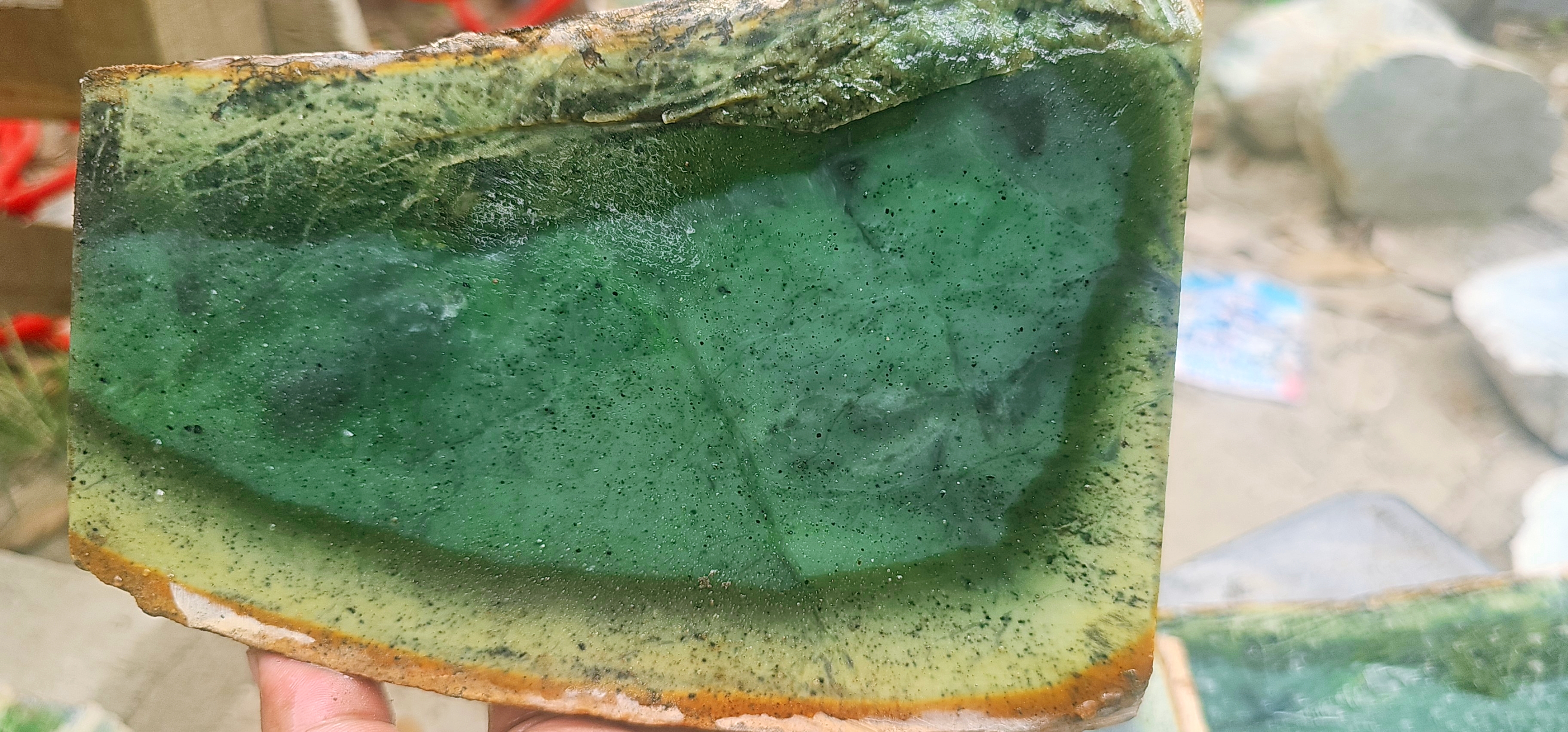 Natural Dark Green Jade Rough Stone – Deep Forest Green with Natural Earthy Edge, 1 KG
