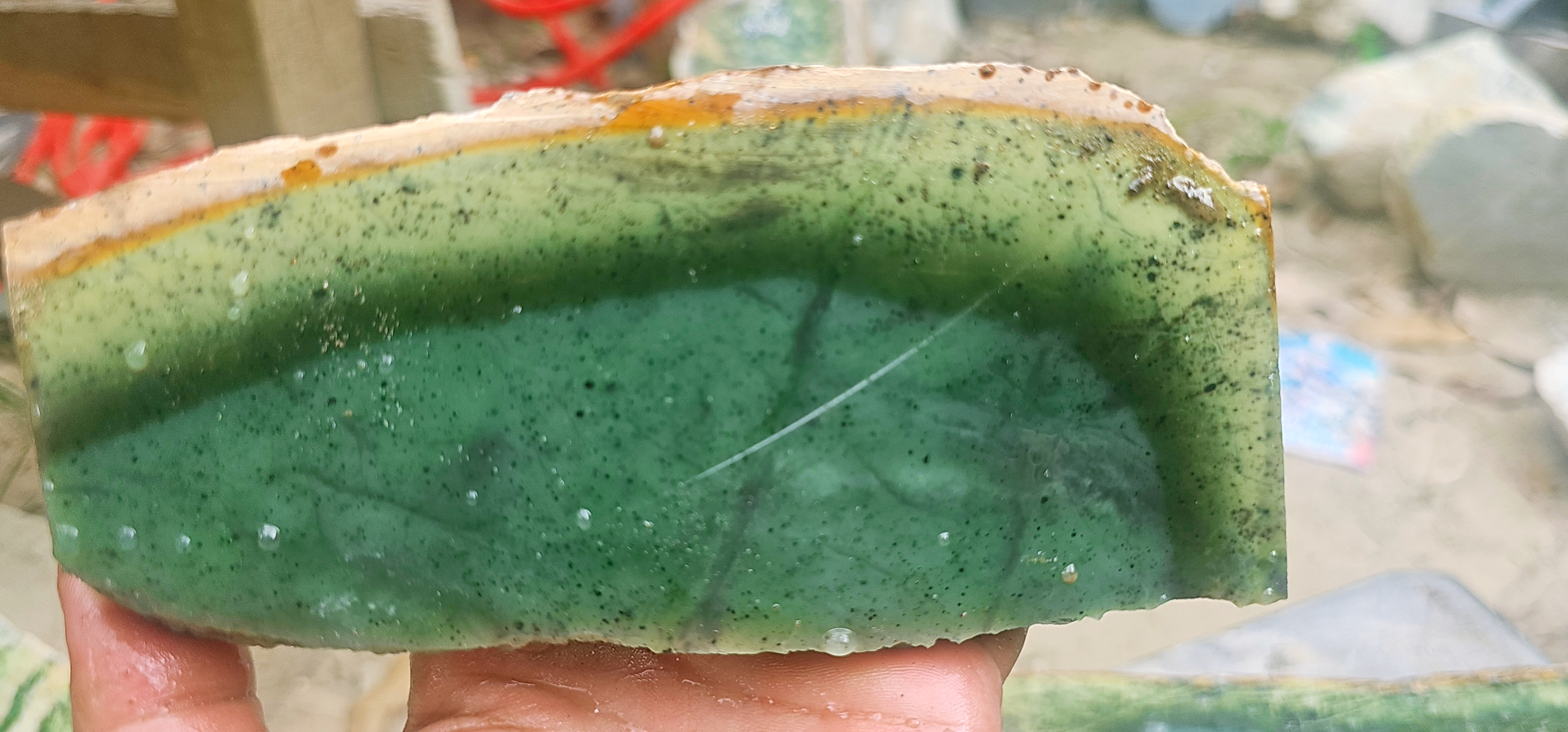Natural Dark Green Jade Rough Stone – Deep Forest Green with Natural Earthy Edge, 1 KG