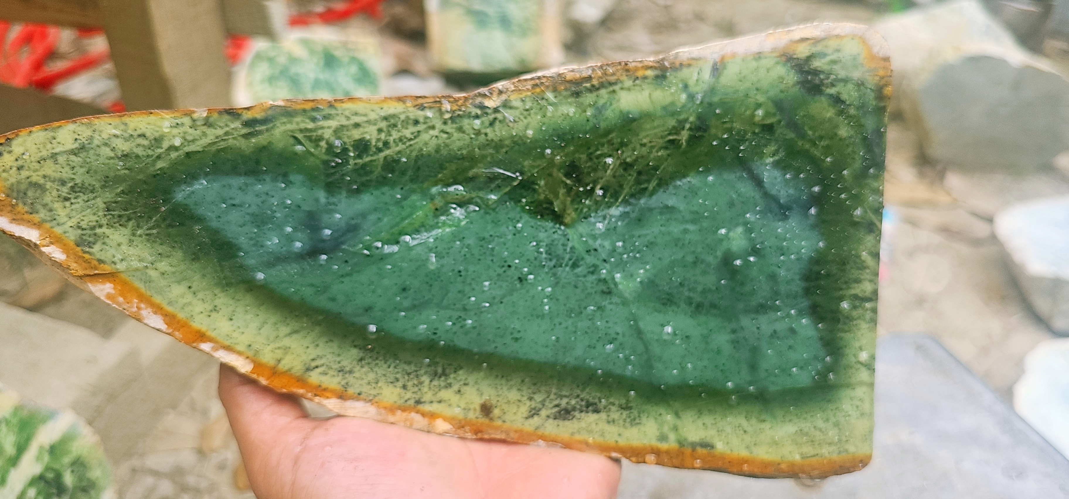 Natural Dark Green Jade Rough Stone – Deep Forest Green with Natural Earthy Edge, 1 KG
