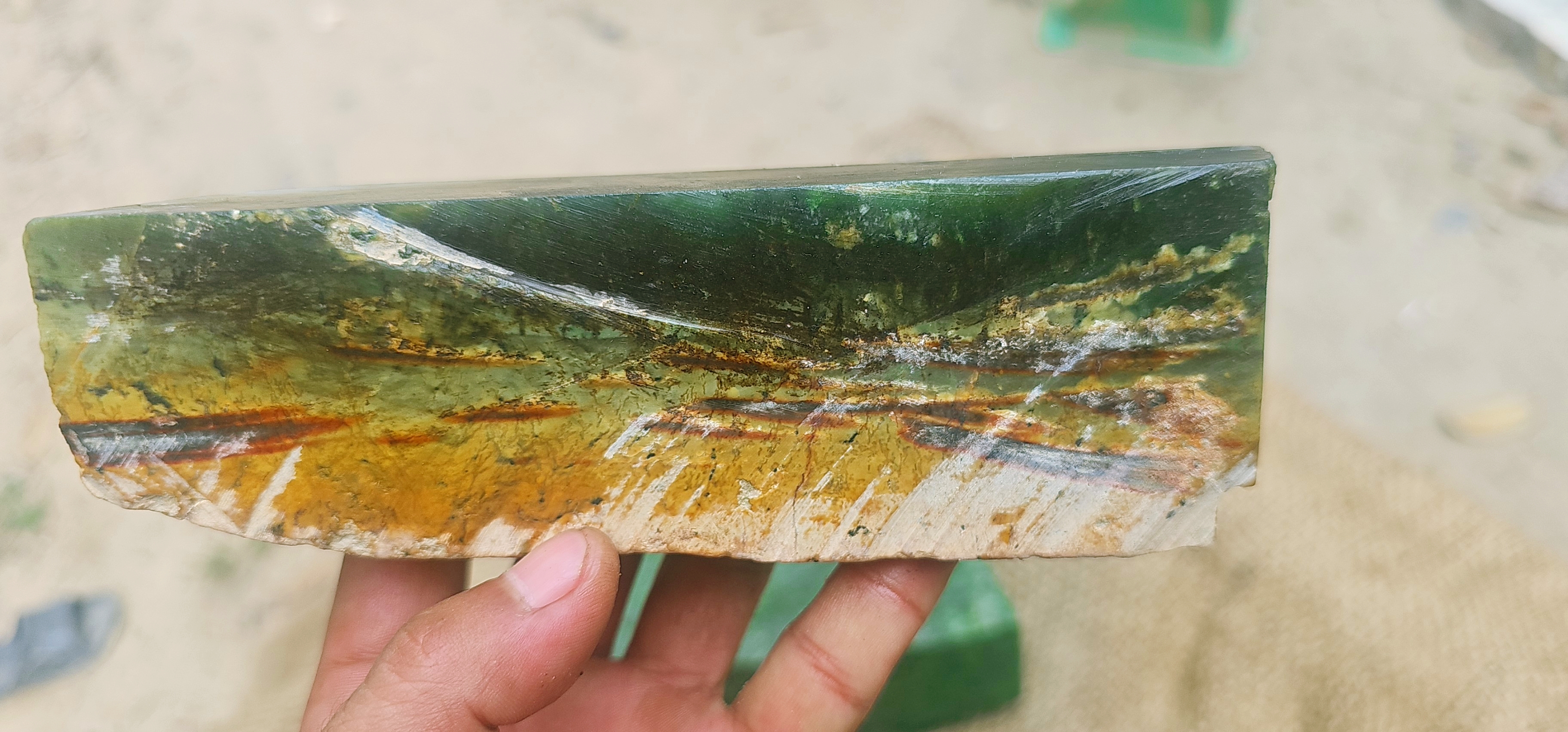 Natural Dark Green Jade Rough Stone – Deep Forest Green with Natural Earthy Edge, 1 KG