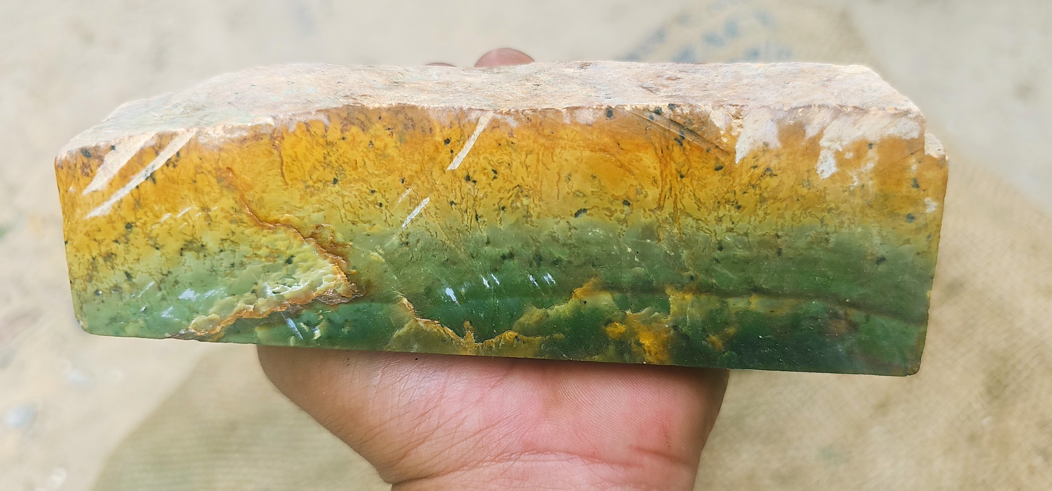 Natural Dark Green Jade Rough Stone – Deep Forest Green with Natural Earthy Edge, 1 KG
