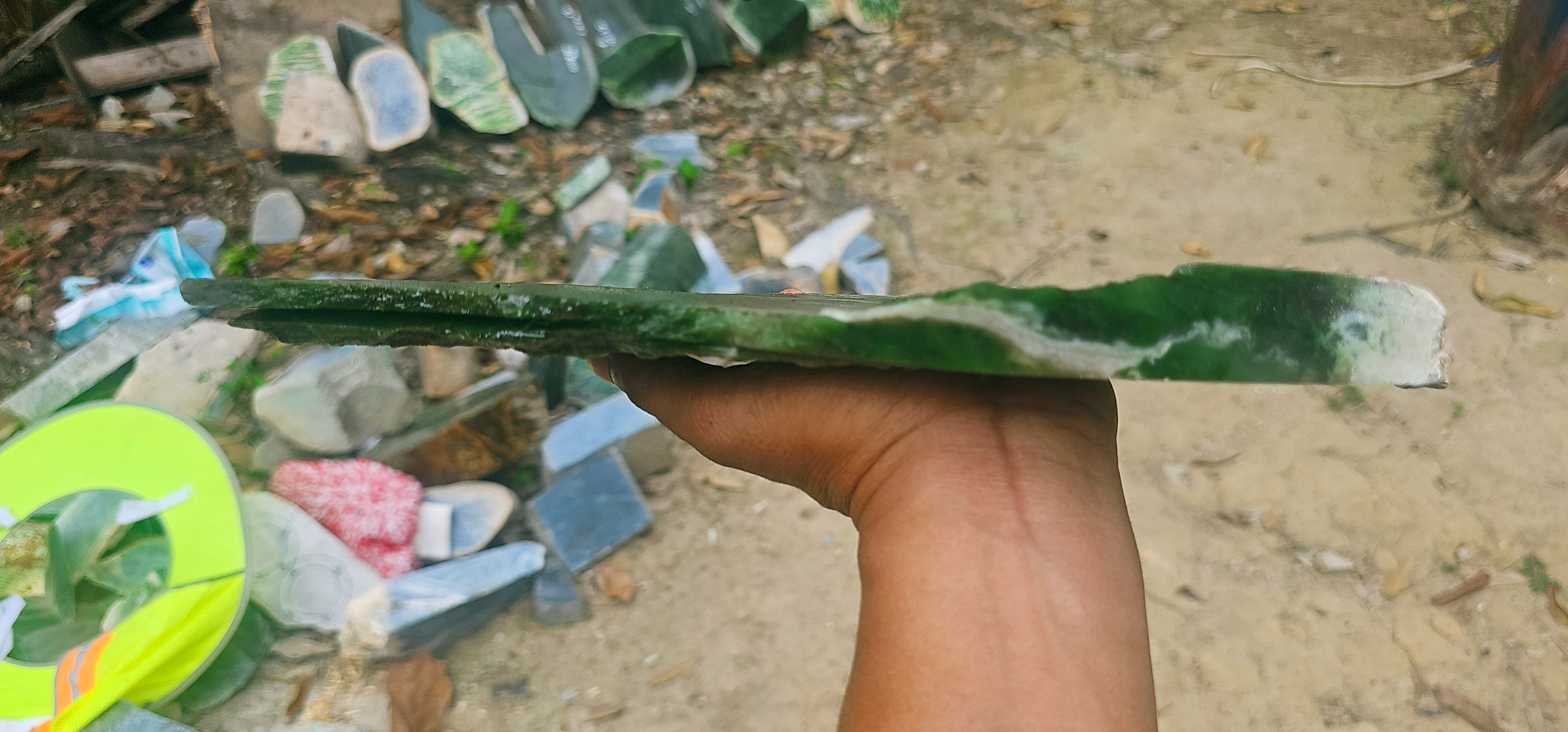 Natural Deep Green Jade Rough Stone – Rich Green with Distinctive White Veining, 1.2 KG