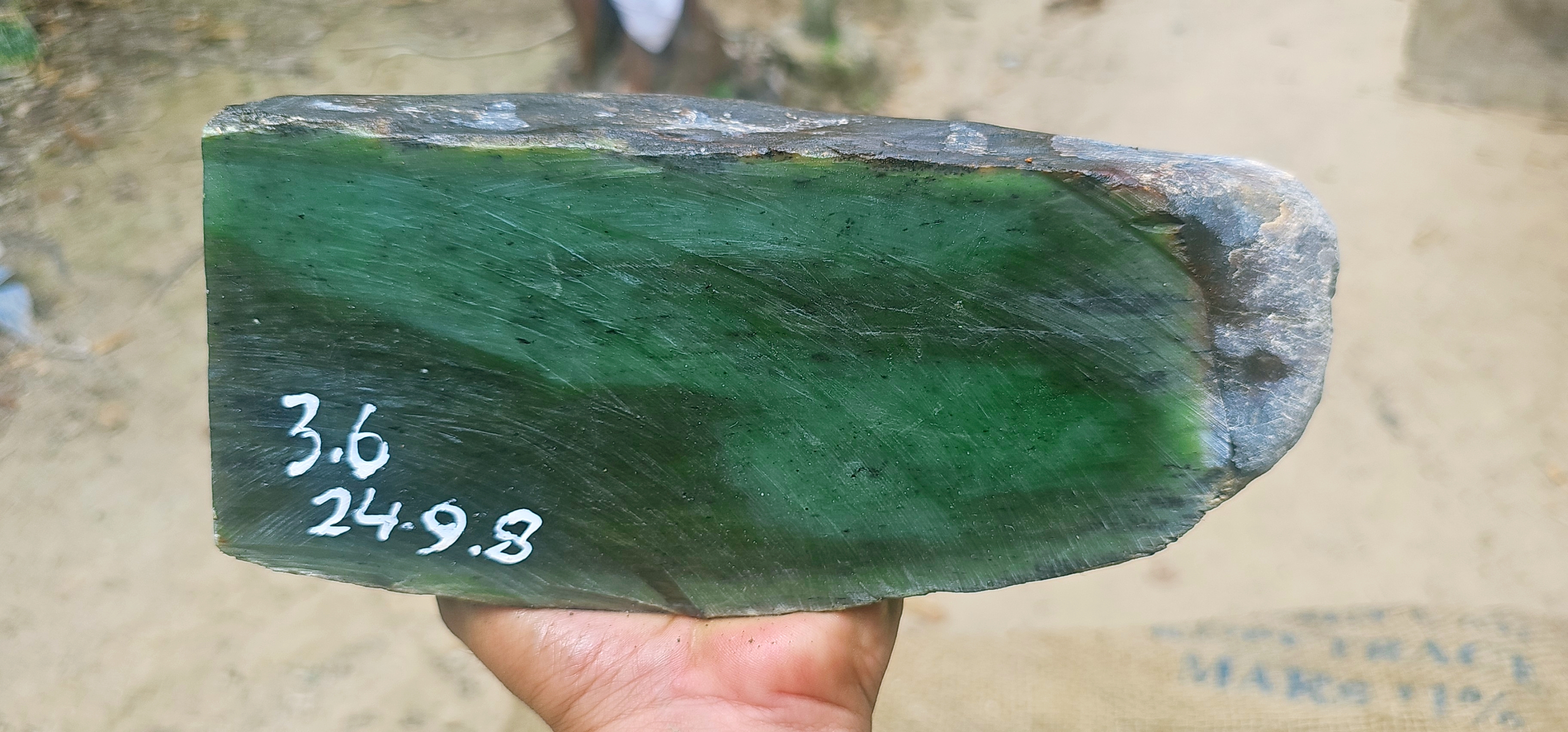 Natural Dark Green Jade Rough Stone – Deep Green with Smooth Flowing Texture, 3.6 KG