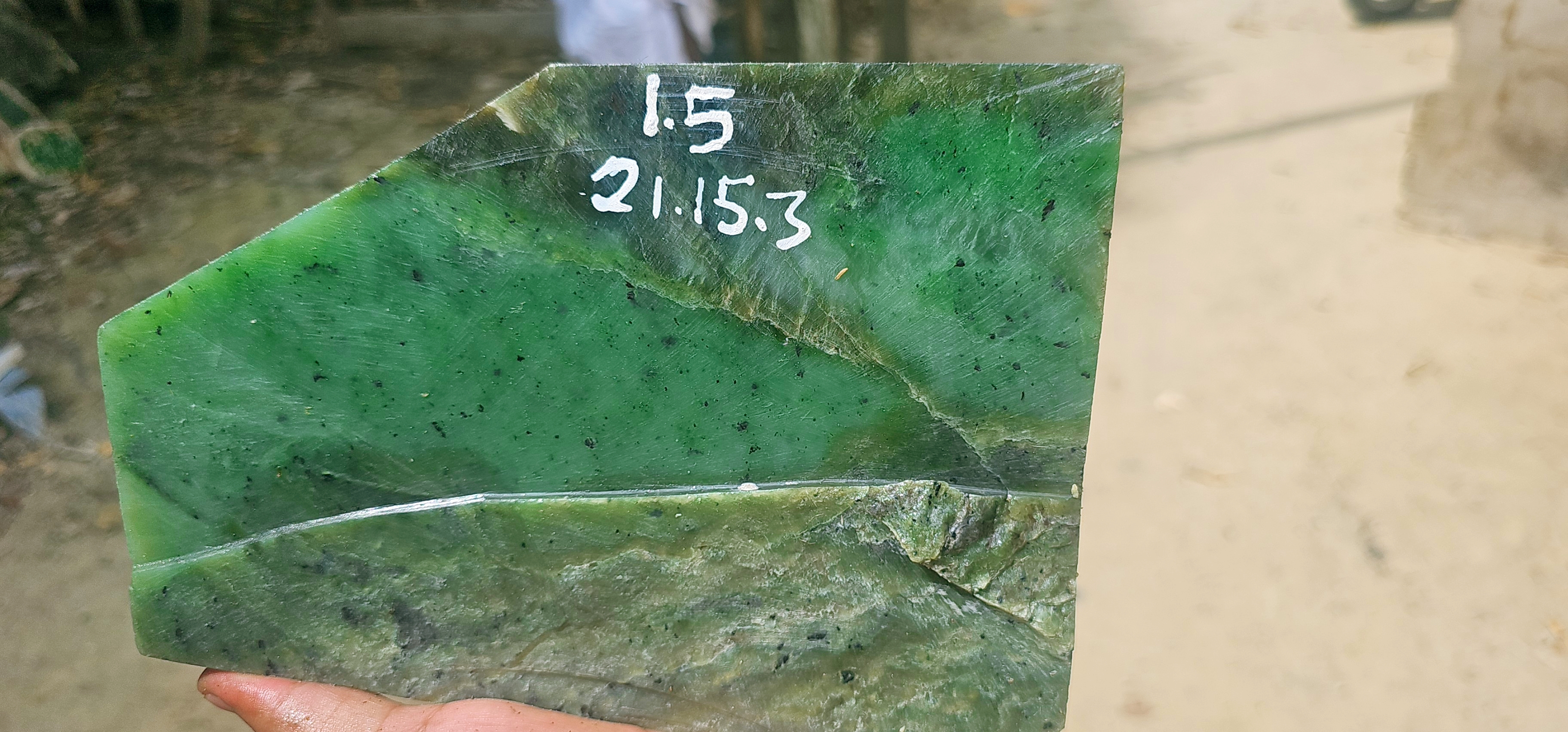 Natural Green Jade Rough Stone – Bright Green with Natural Layered Pattern, 1.5 KG