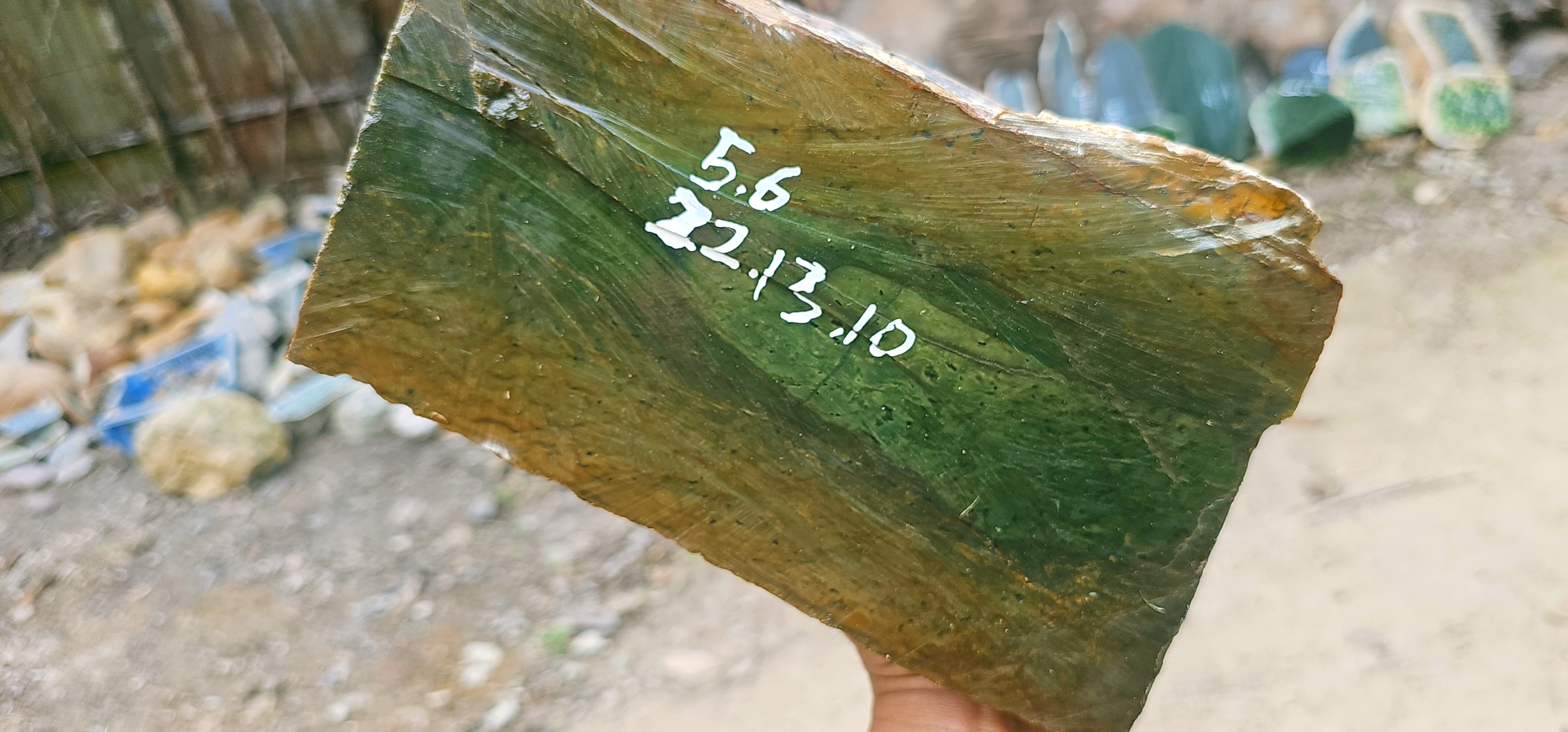 Natural Green Jade Rough Stone – Olive Green & Deep Forest Green with Golden-Brown Natural Matrix, 5.6 KG