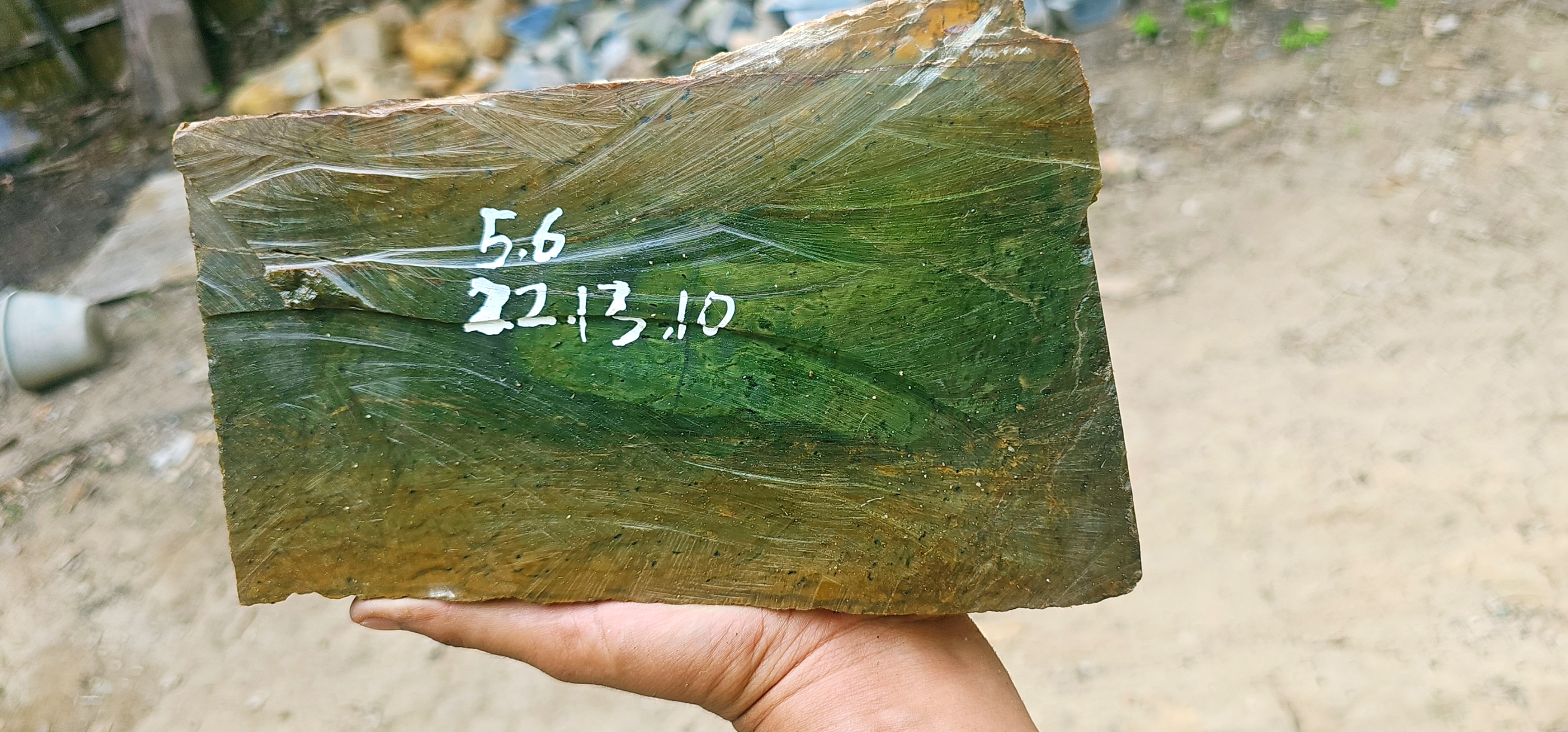 Natural Green Jade Rough Stone – Olive Green & Deep Forest Green with Golden-Brown Natural Matrix, 5.6 KG