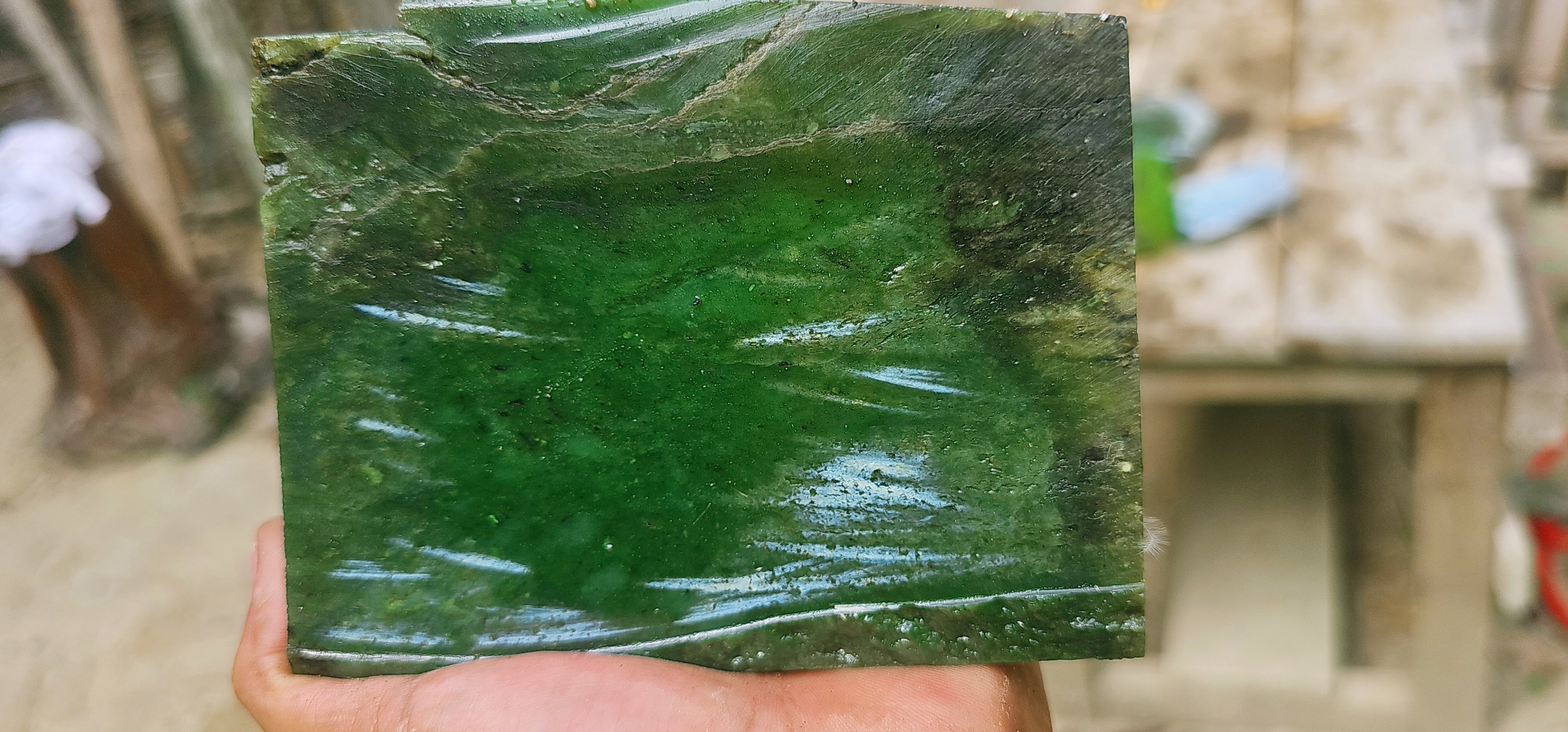 Natural Green Jade Rough Stone – Olive Green & Deep Forest Green with Golden-Brown Natural Matrix, 5.6 KG