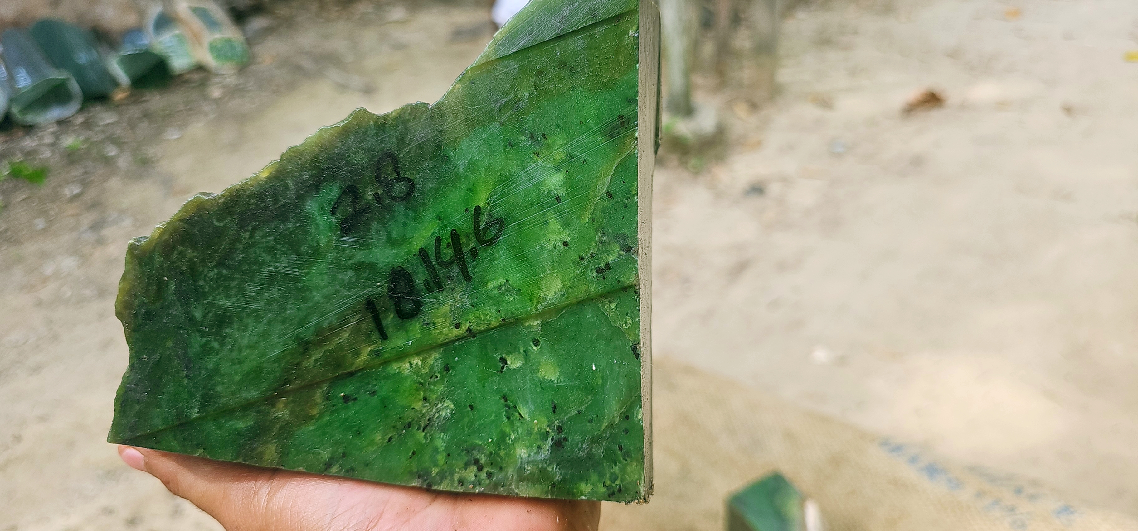 Natural Green Jade Rough Stone – Bright Emerald-Green Section with Dark Green Matrix, 2.8 KG