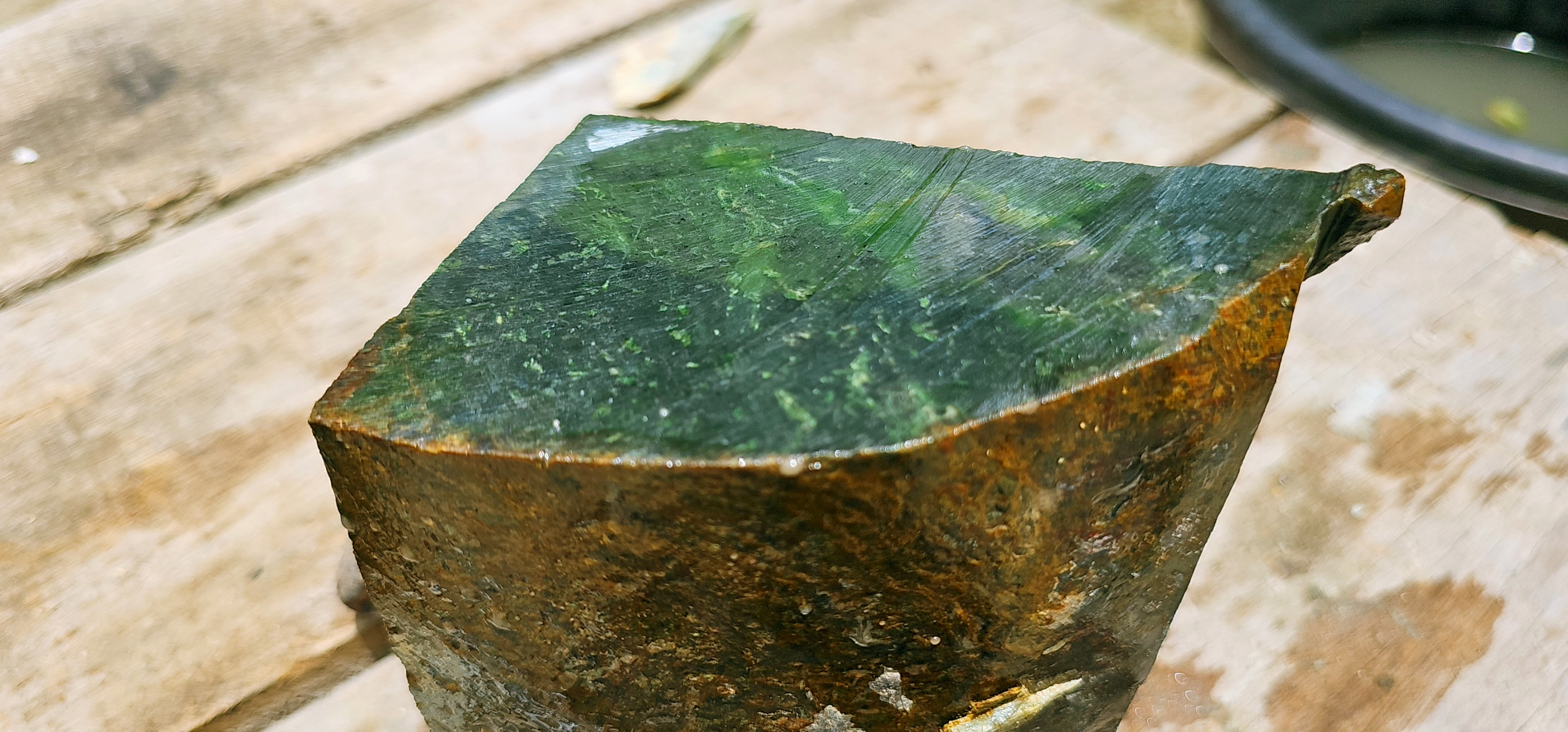 Aceh Natural Nephrite Jade – Deep Forest Green with Dark Green Mineral Texture and Natural Veining – 3 KG