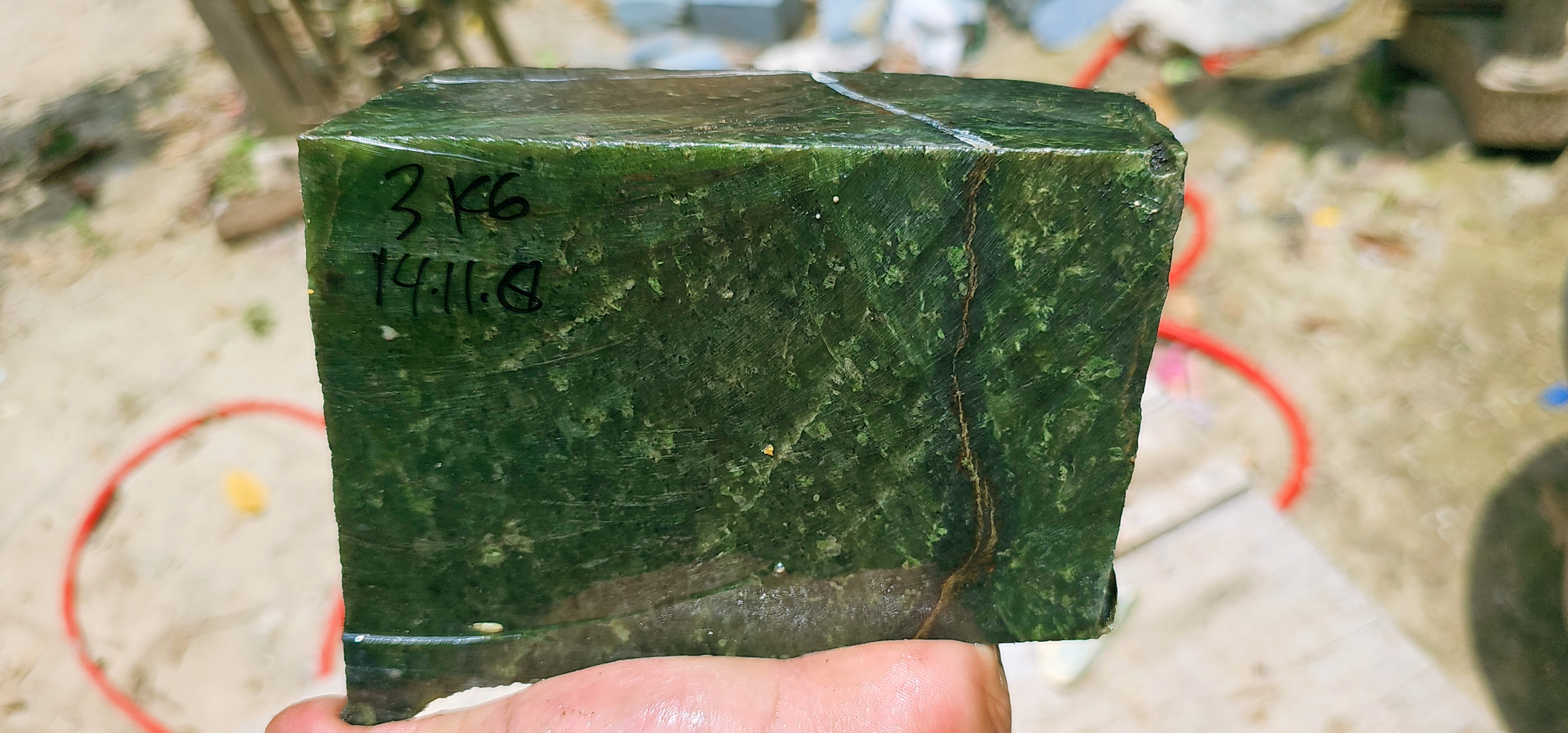 Aceh Natural Nephrite Jade – Deep Forest Green with Dark Green Mineral Texture and Natural Veining – 3 KG