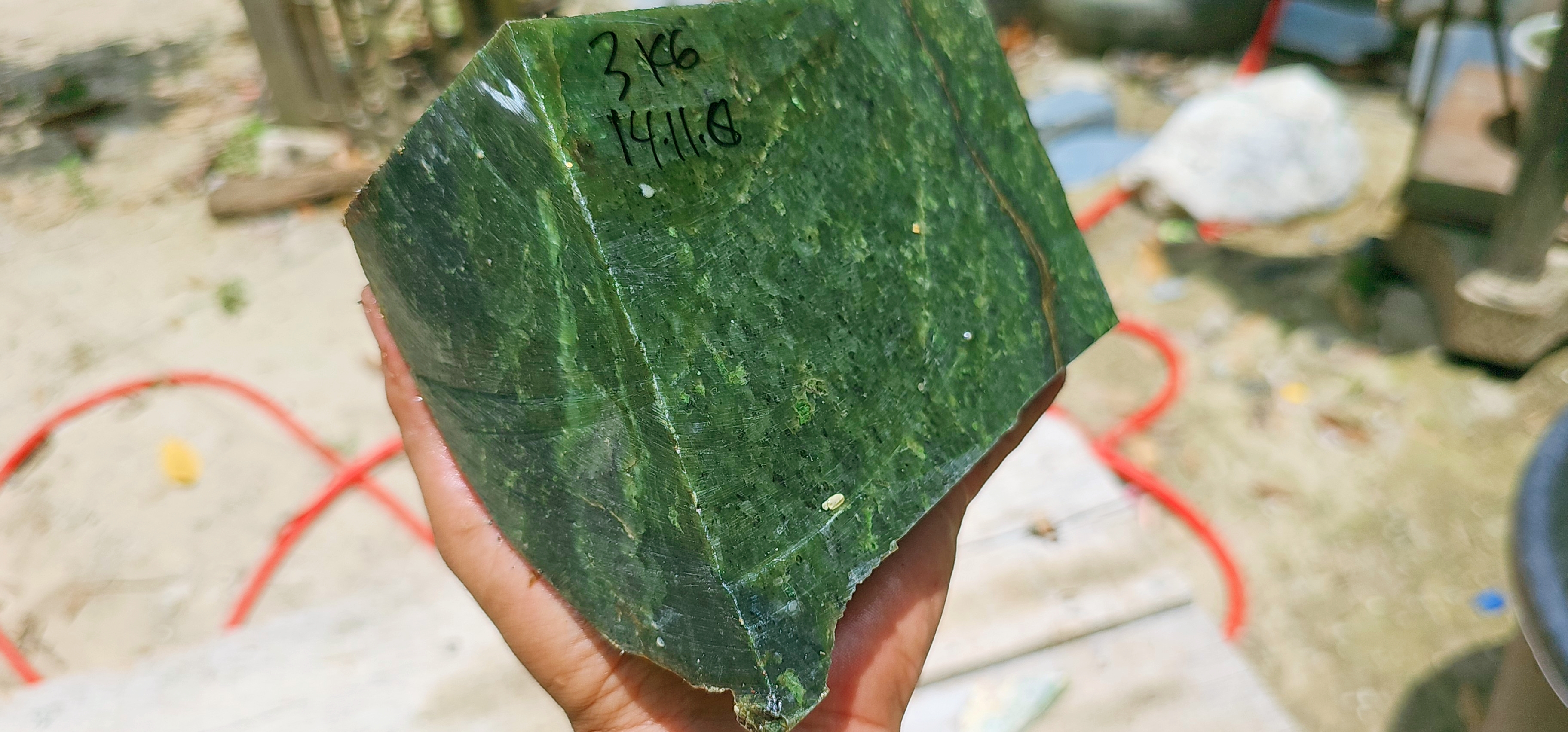 Aceh Natural Nephrite Jade – Deep Forest Green with Dark Green Mineral Texture and Natural Veining – 3 KG