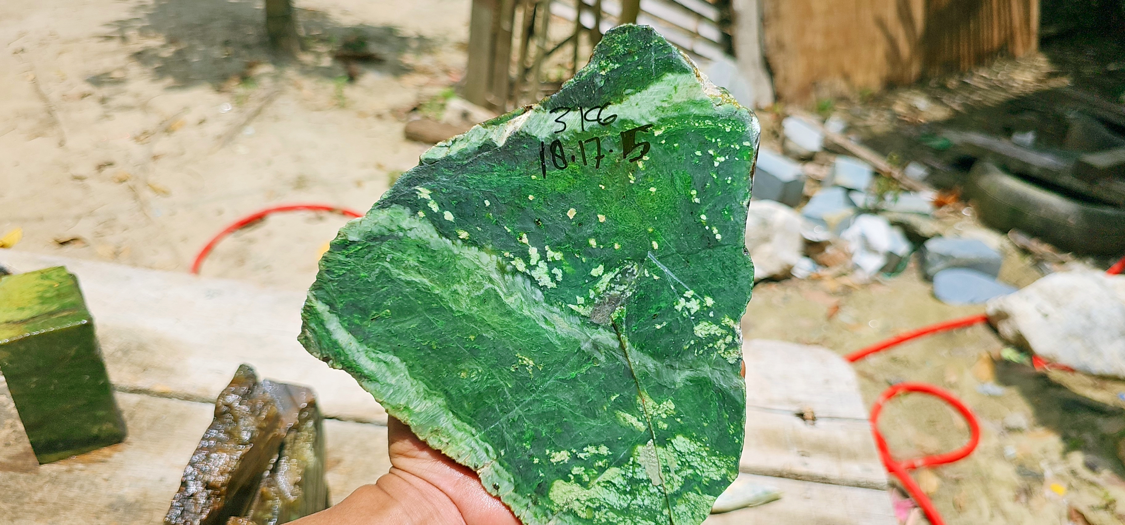 Aceh Natural Nephrite Jade – Rich Emerald Green with Pale Green Veining and Natural Mineral Inclusions – 3 KG
