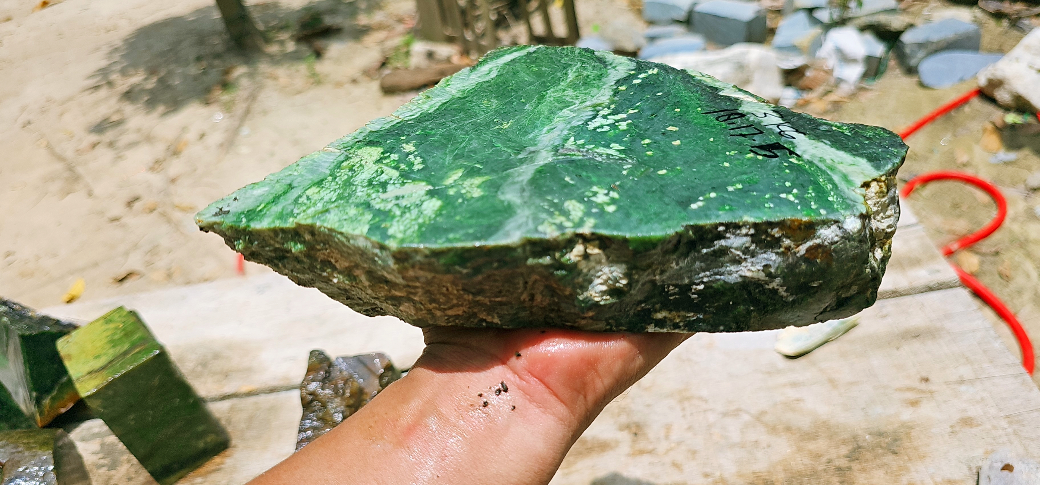 Aceh Natural Nephrite Jade – Rich Emerald Green with Pale Green Veining and Natural Mineral Inclusions – 3 KG