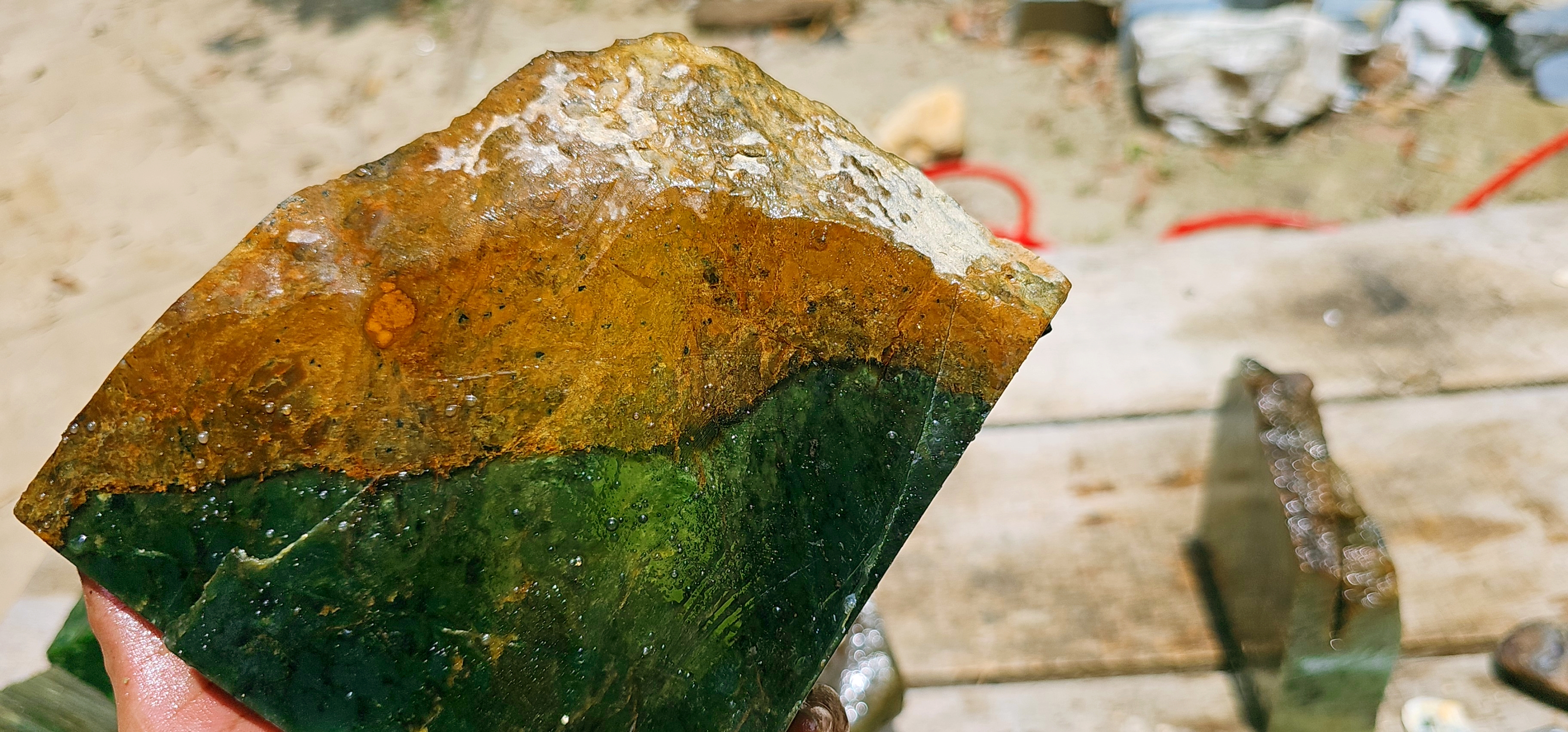 Aceh Natural Nephrite Jade – Deep Forest Green with Olive-Green Matrix and Radial Mineral Texture – 1.3 KG