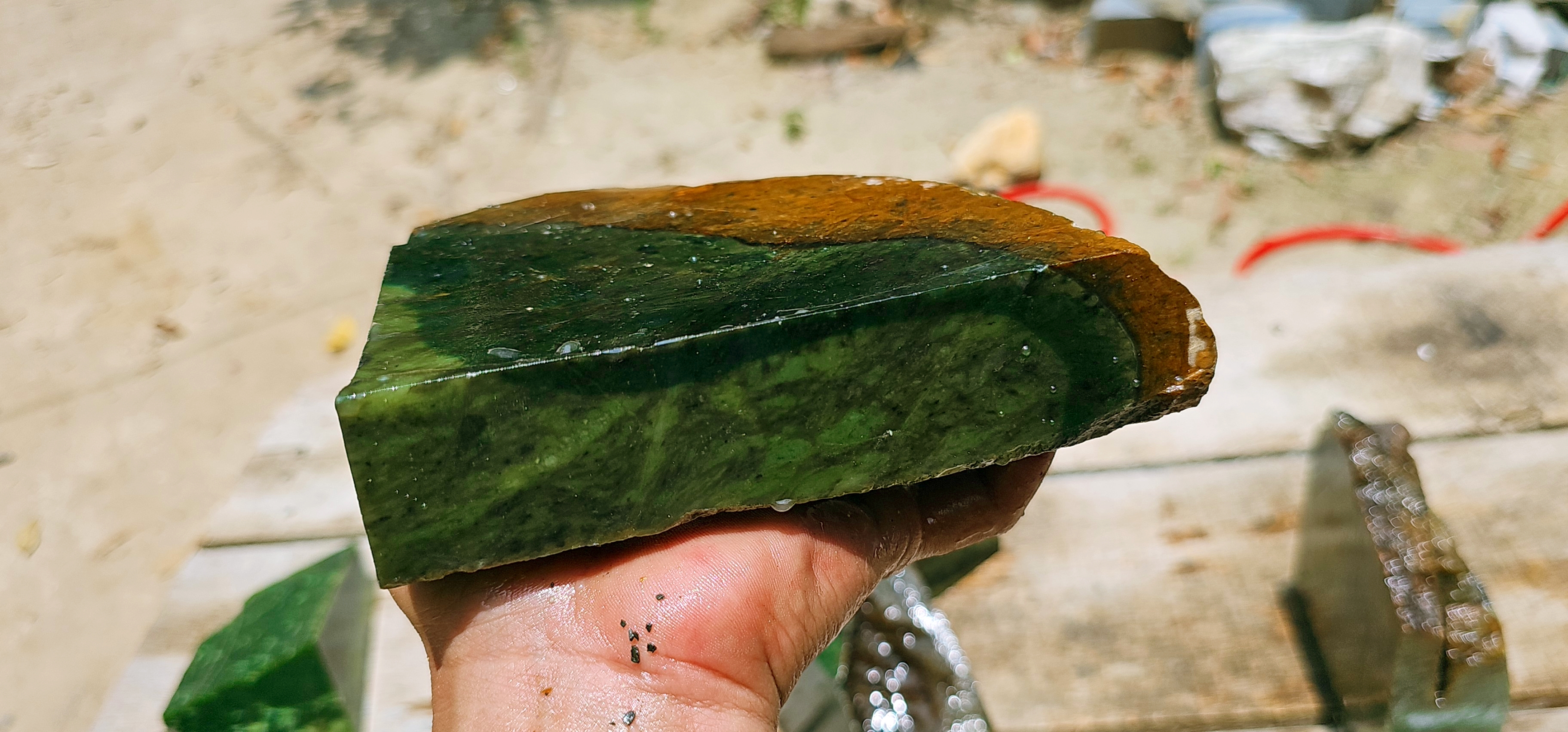 Aceh Natural Nephrite Jade – Deep Forest Green with Olive-Green Matrix and Radial Mineral Texture – 1.3 KG