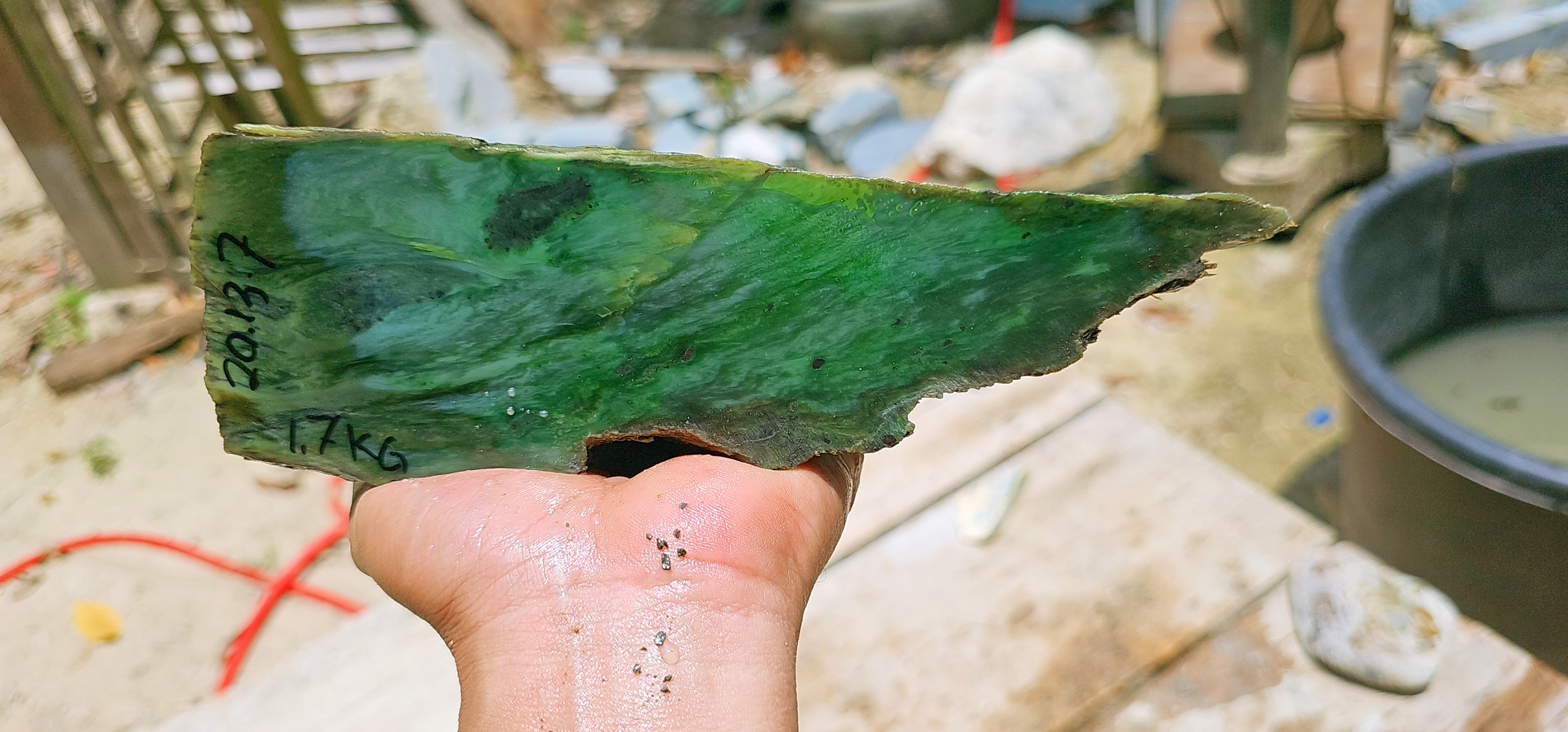 Aceh Natural Nephrite Jade – Translucent Medium Green with Deep Green Mineral Patches and Fibrous Texture – 1.7 KG