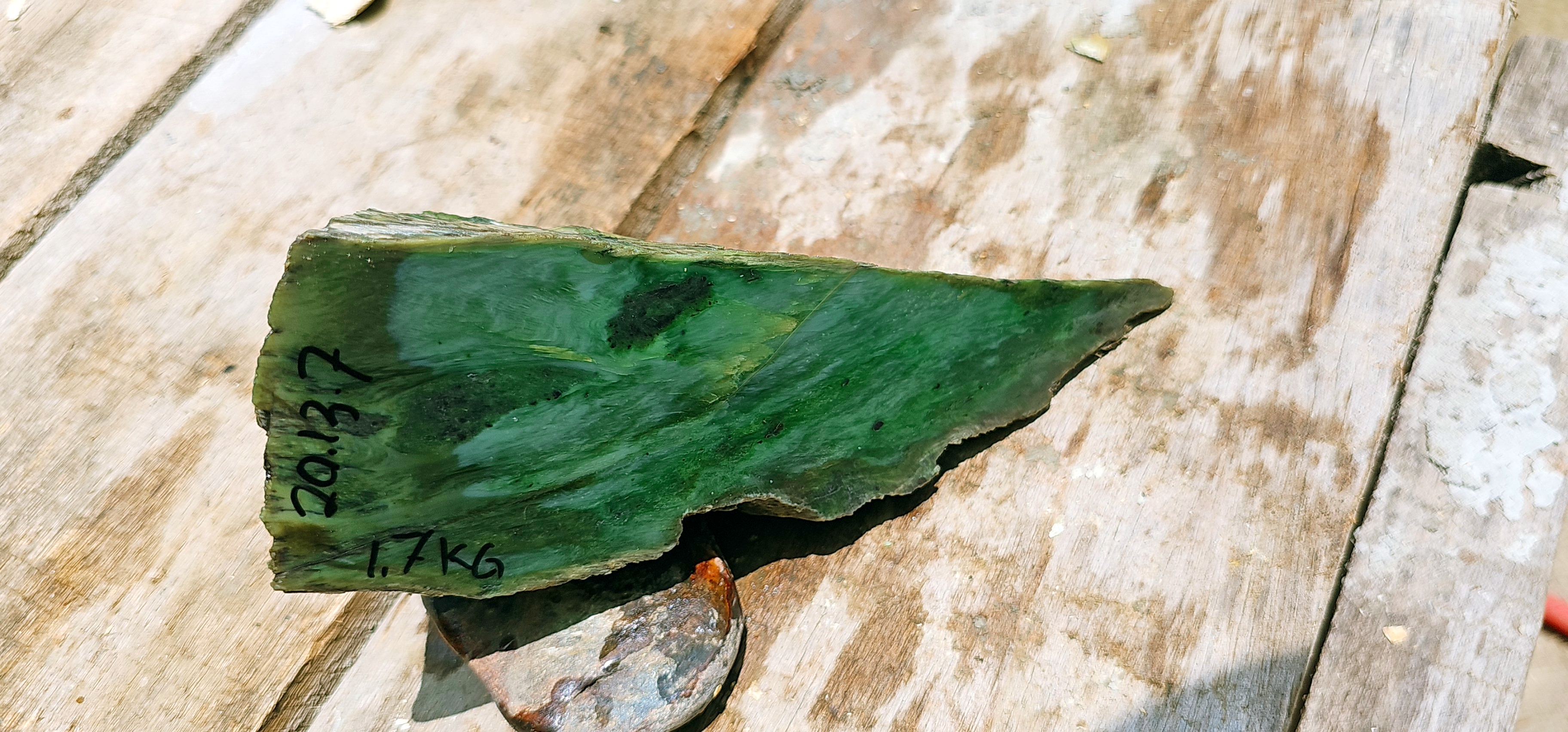 Aceh Natural Nephrite Jade – Translucent Medium Green with Deep Green Mineral Patches and Fibrous Texture – 1.7 KG
