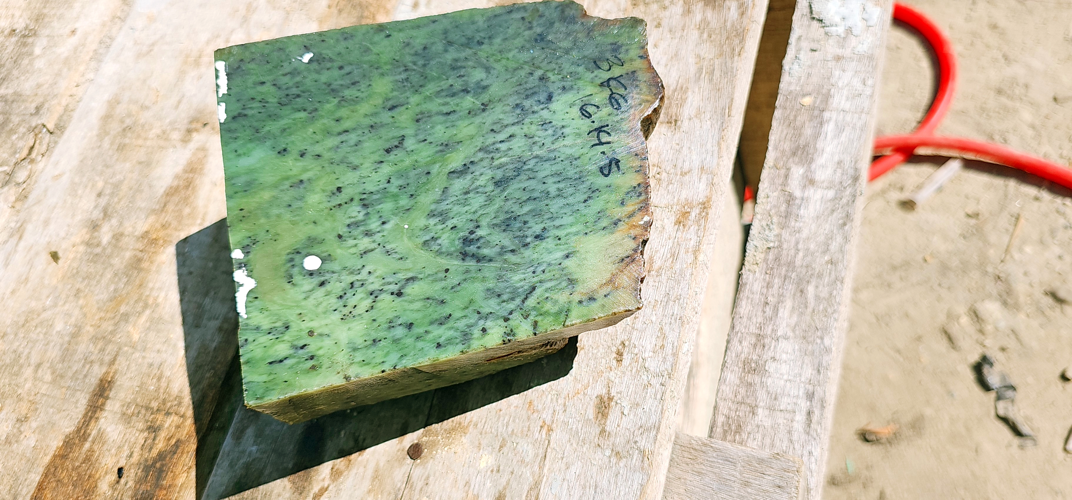 Aceh Natural Nephrite Jade – Light Celadon Green with Deep Green Mottling and Fine Dark Mineral Inclusions – 3 KG