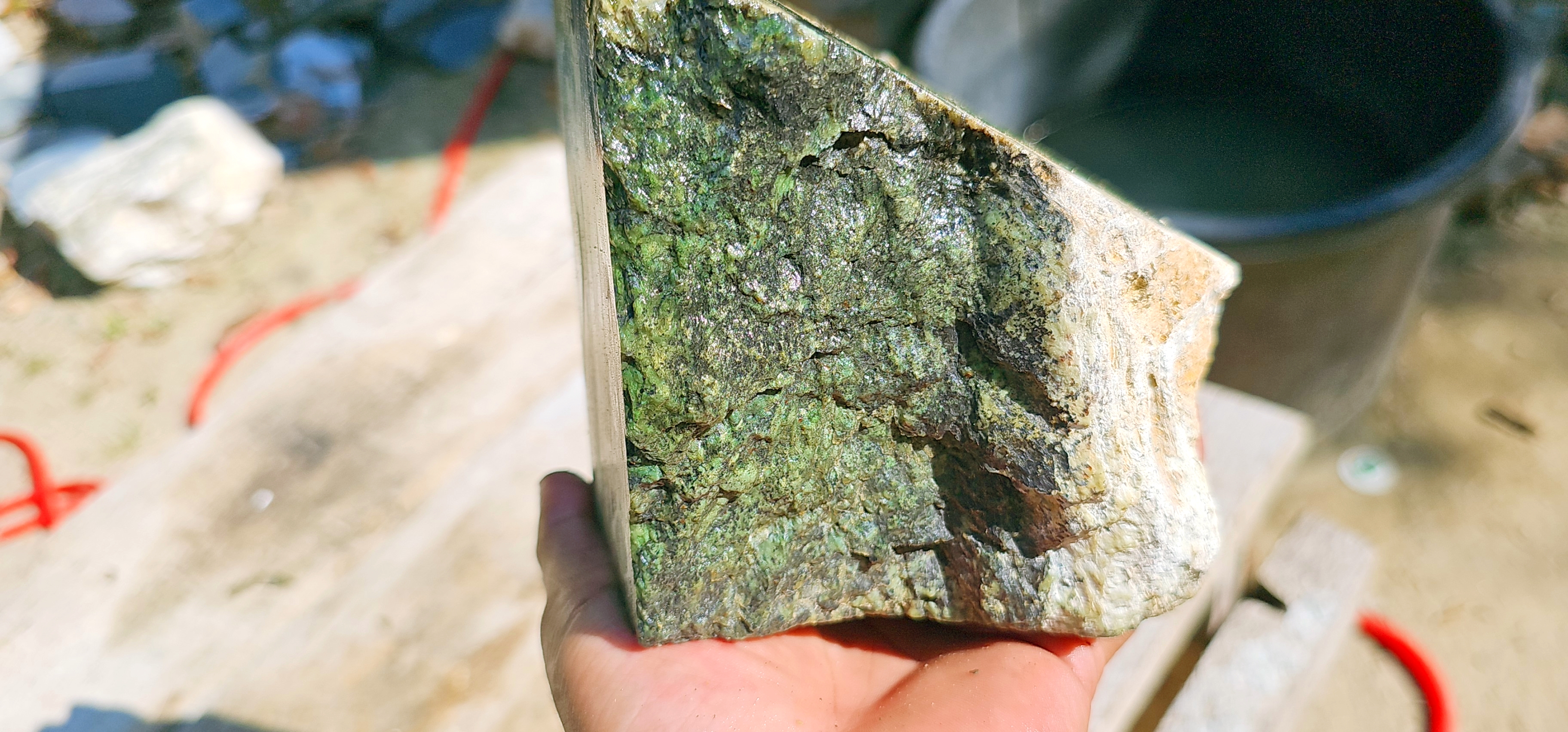 Aceh Natural Nephrite Jade – Vivid Emerald Green with Milky White Translucent Zones and Natural Fibrous Texture – 2.7 KG