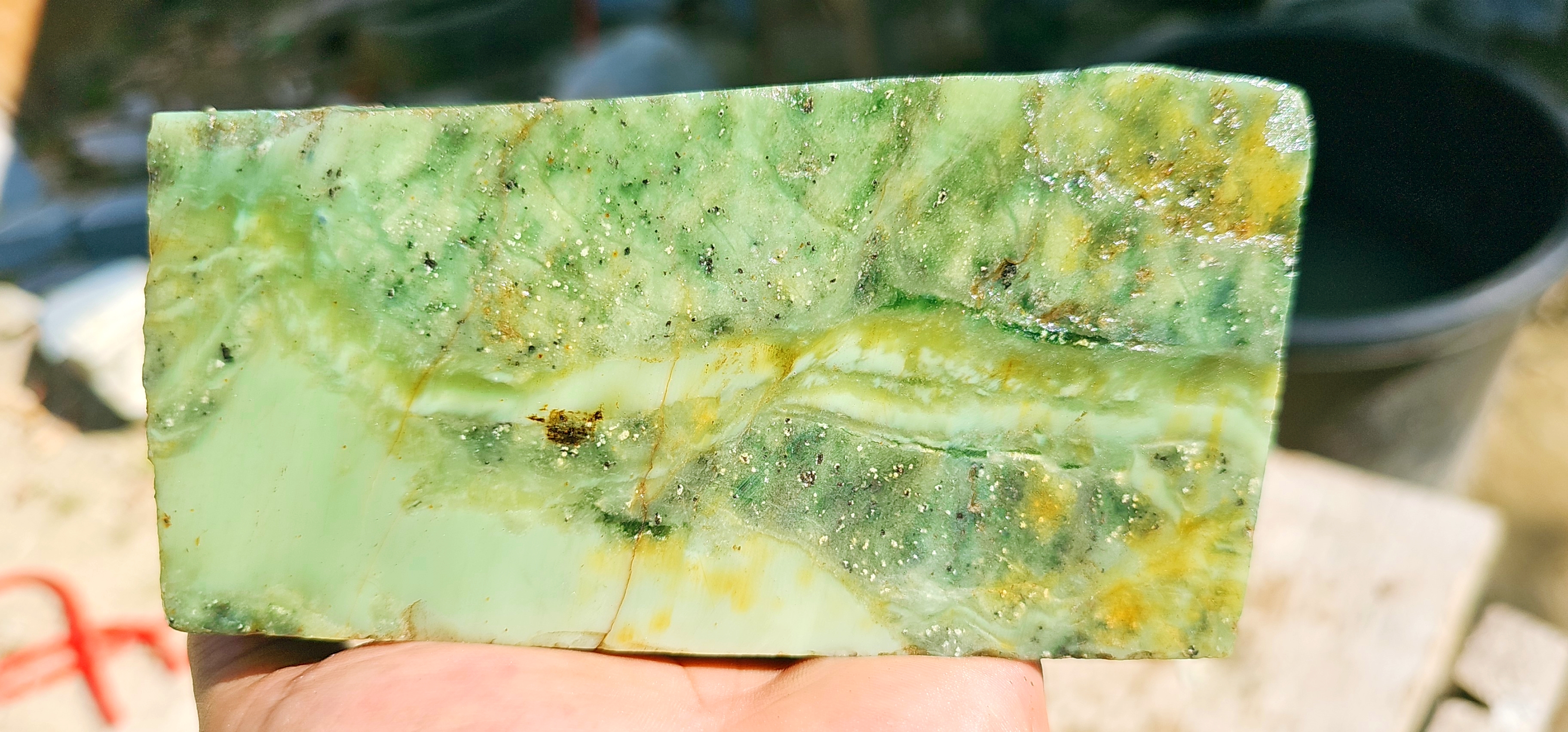 Aceh Natural Nephrite Jade – Pale Mint Green with White-Green Veining and Natural Dark Mineral Inclusions – 1.1 KG