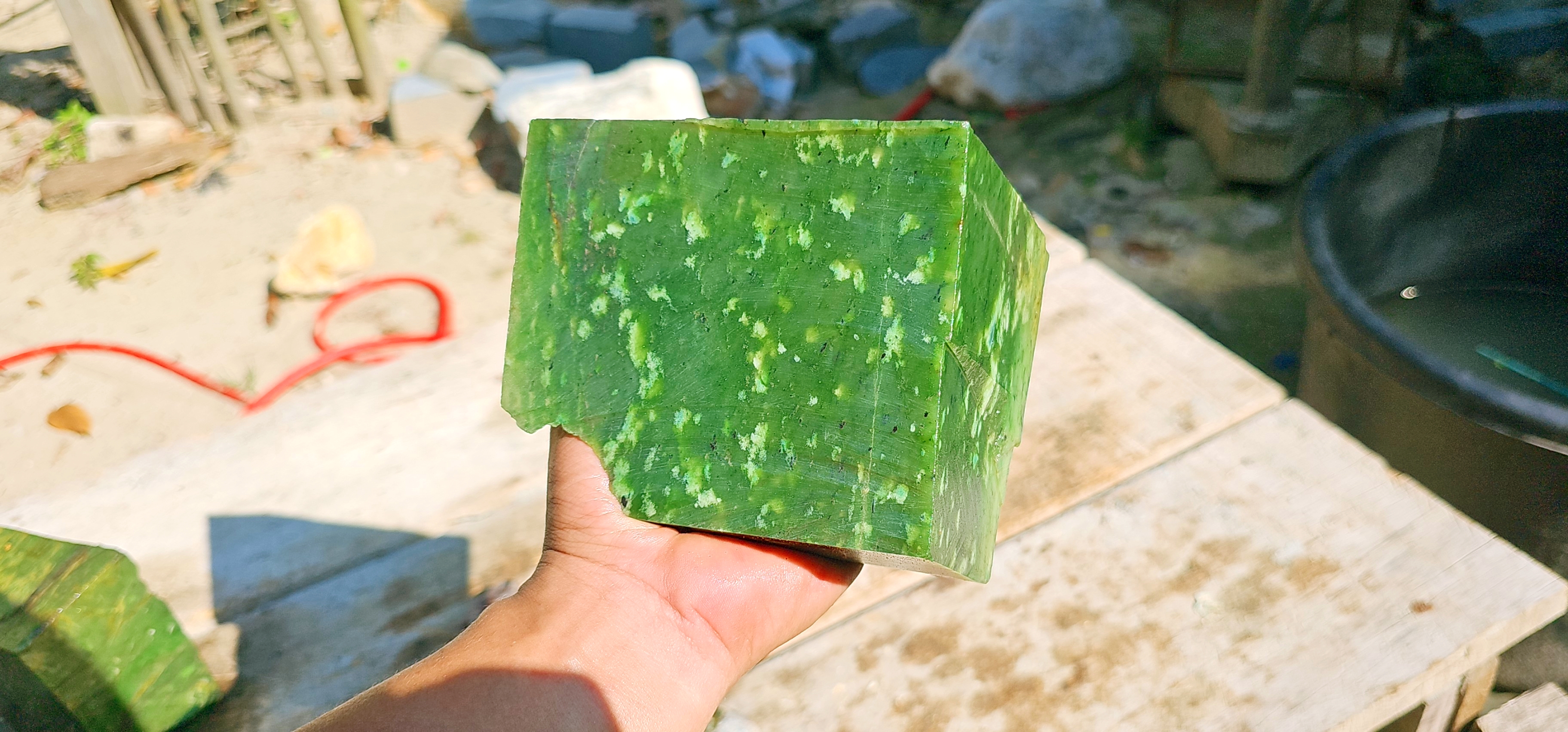 Aceh Natural Nephrite Jade – Vibrant Apple Green with Deep Green Zoning and Natural Mineral Inclusions – 1.7 KG