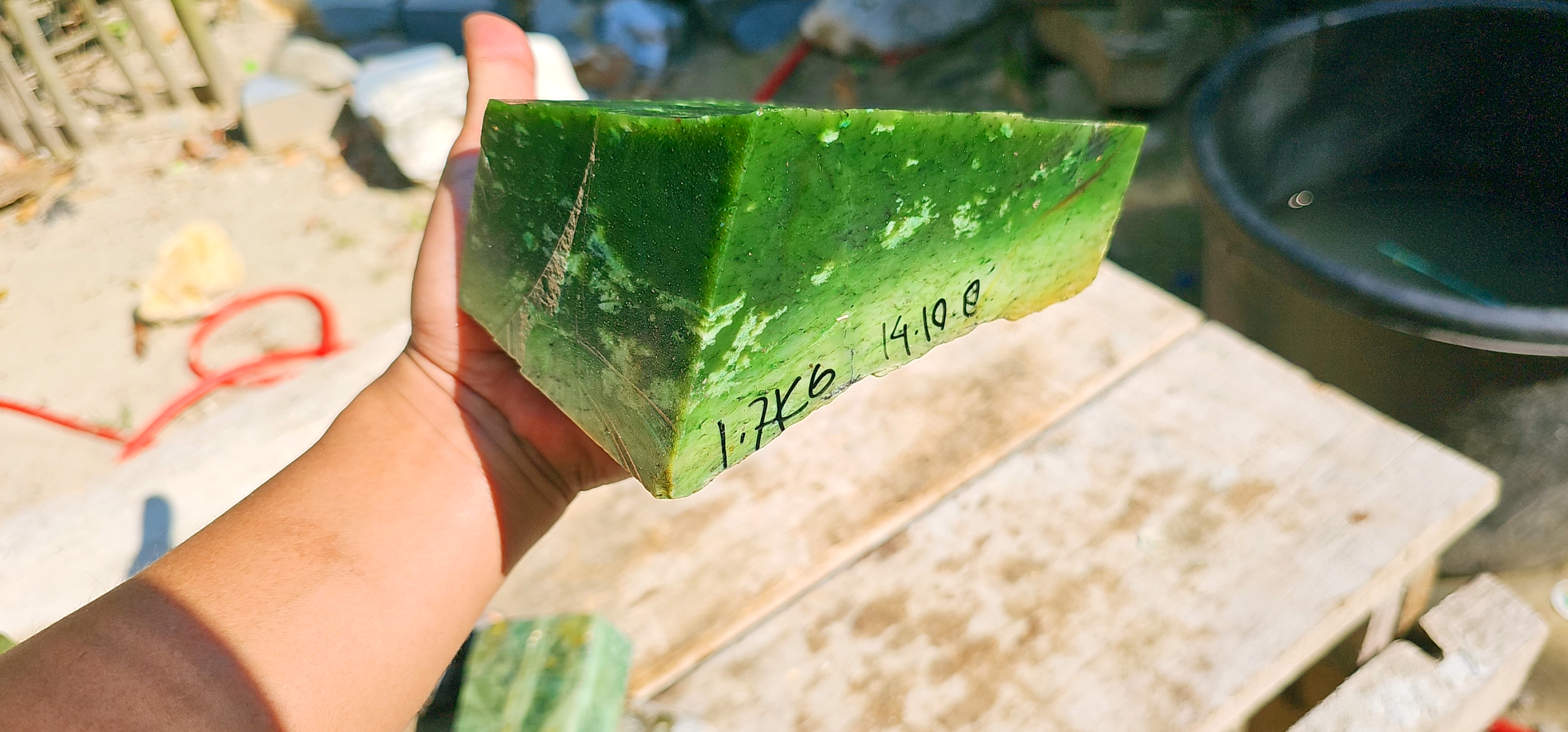 Aceh Natural Nephrite Jade – Vibrant Apple Green with Deep Green Zoning and Natural Mineral Inclusions – 1.7 KG