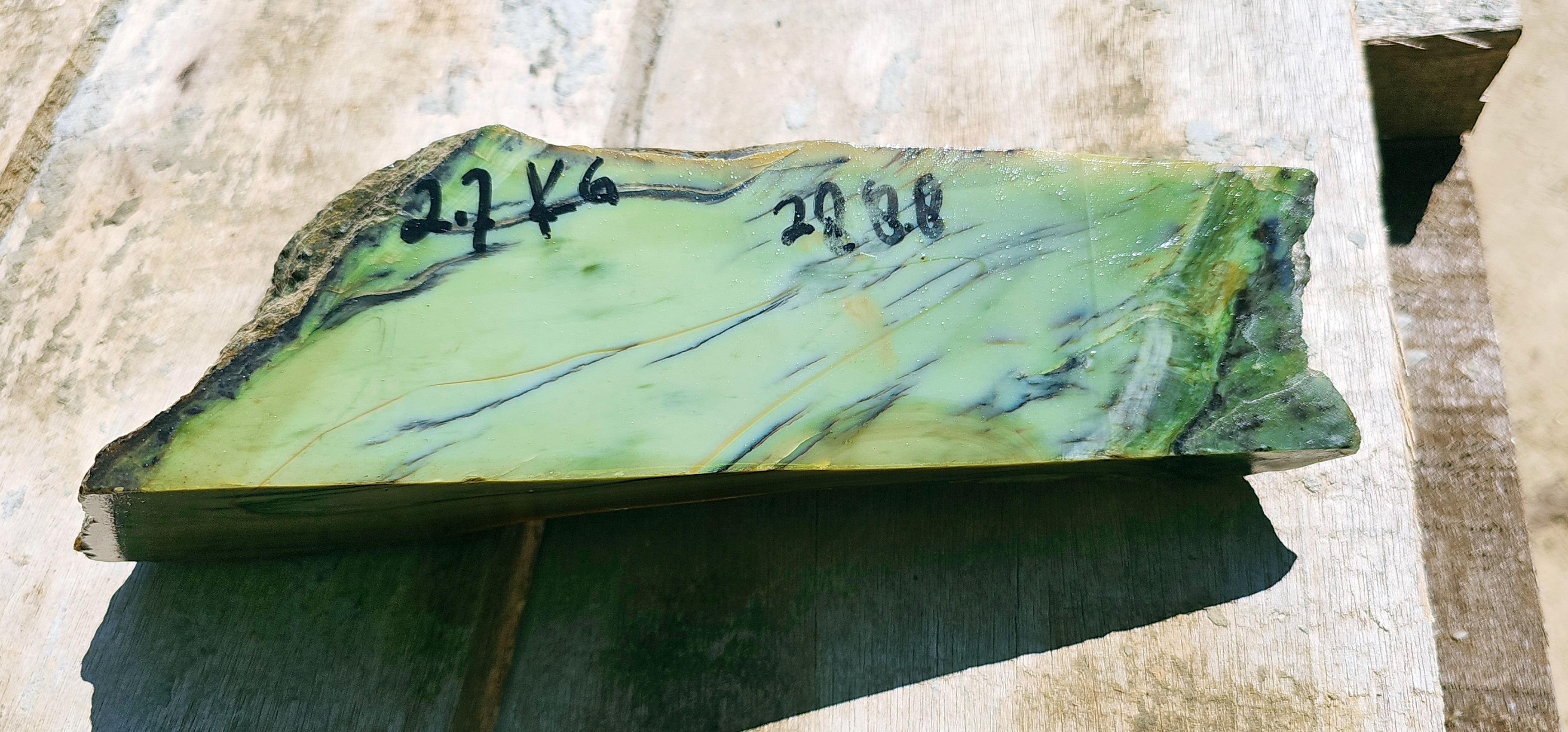 Aceh Natural Nephrite Jade – Pale Celadon Green with Blue-Grey Veining and Distinctive Golden-Brown Natural Matrix – 2.7 KG
