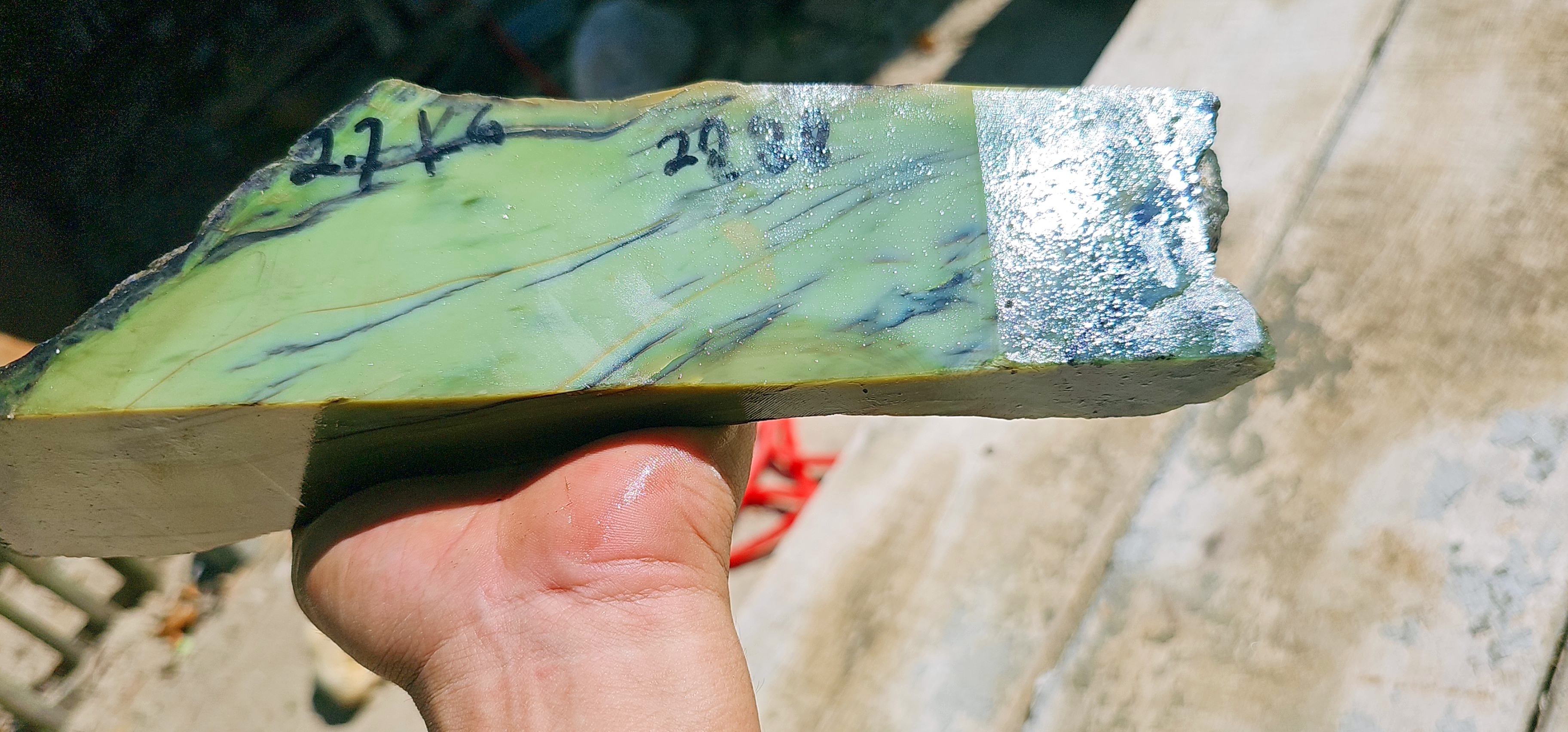 Aceh Natural Nephrite Jade – Pale Celadon Green with Blue-Grey Veining and Distinctive Golden-Brown Natural Matrix – 2.7 KG