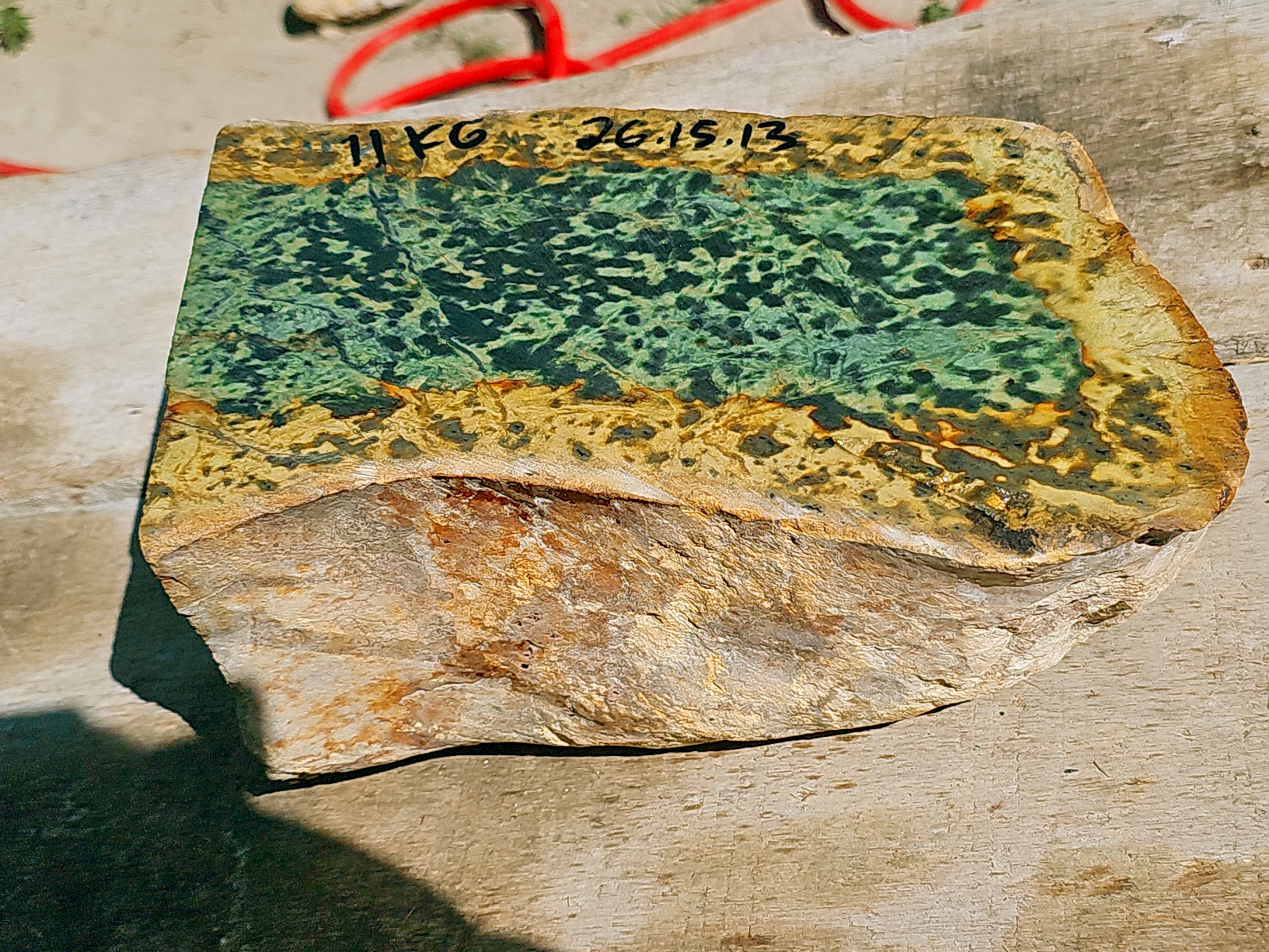 Aceh Natural Mottled Green and Golden Brown Nephrite Jade Slab – 11 KG