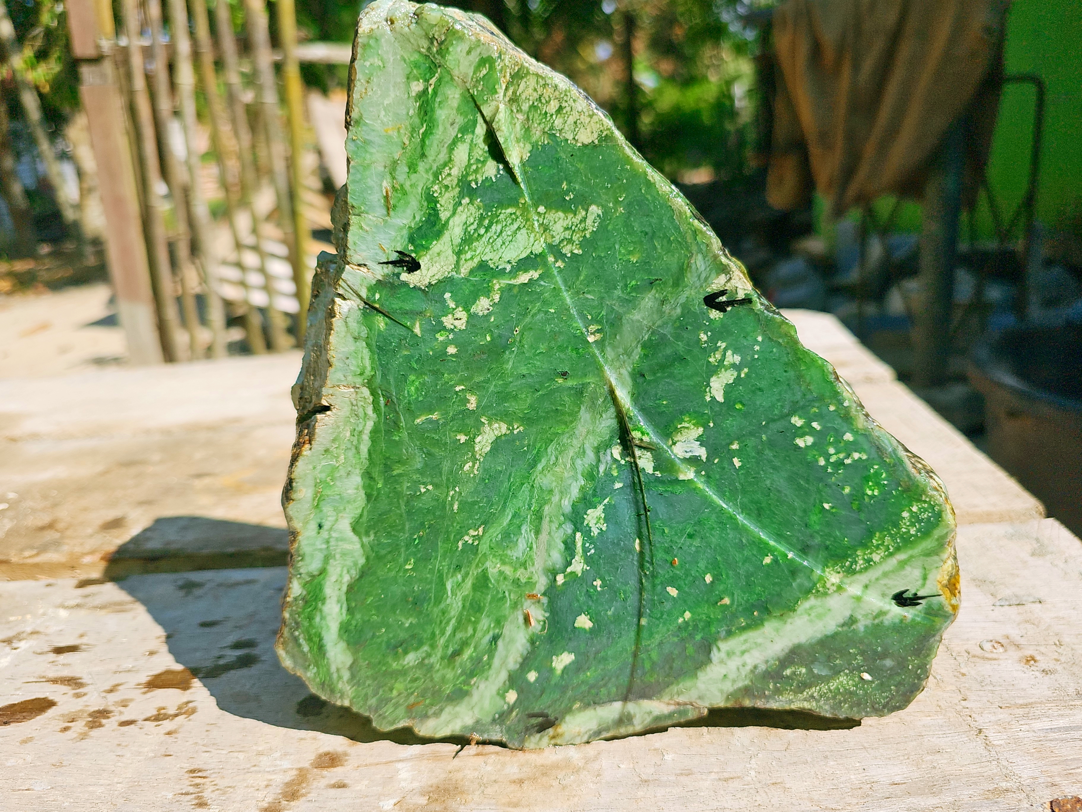 Aceh Natural Vivid Green Nephrite Jade Slab – 4.3 KG