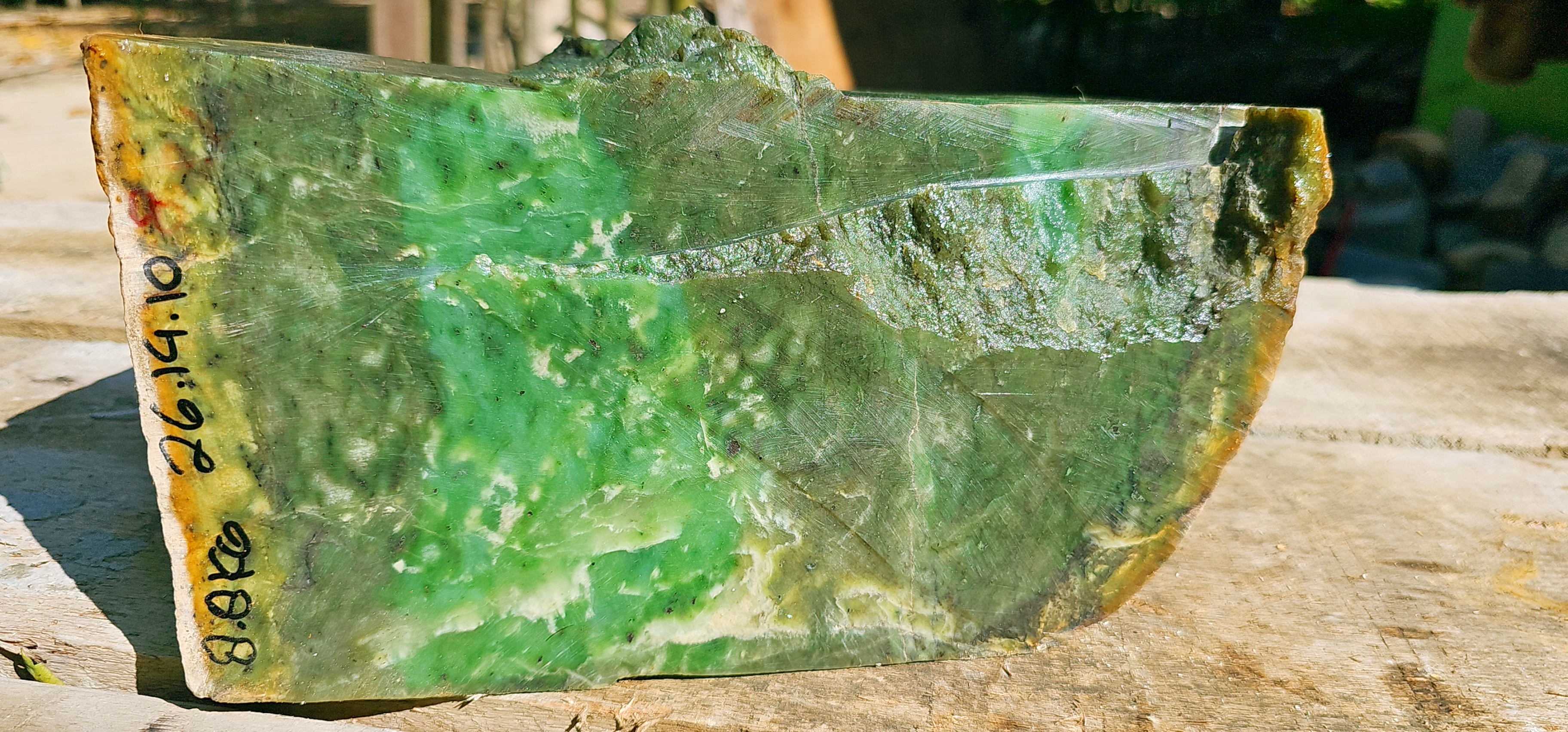 Aceh Natural Deep Forest Green and Moss Mottled Nephrite Jade Slab – 8.8 KG