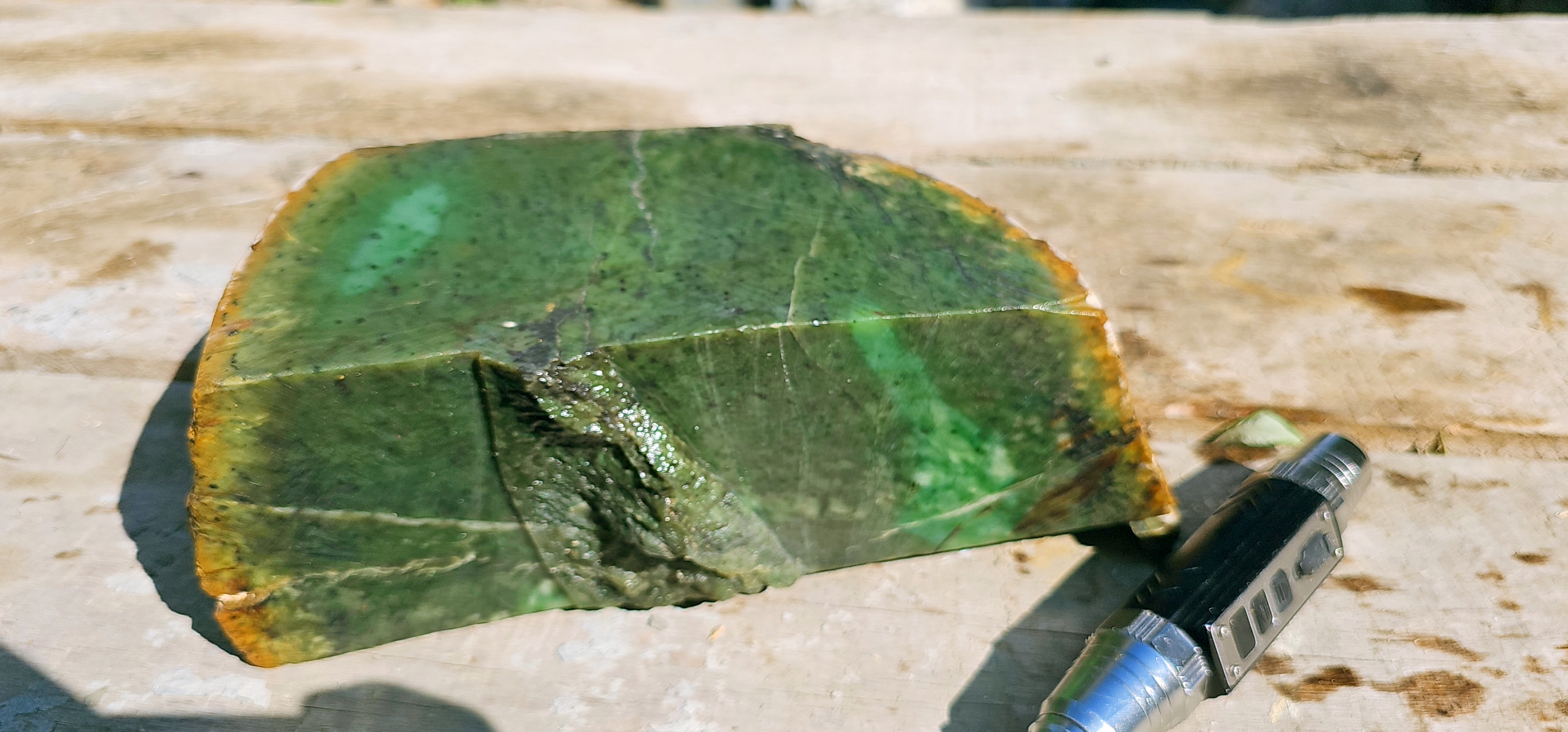 Aceh Natural Deep Forest Green and Moss Mottled Nephrite Jade Slab – 8.8 KG
