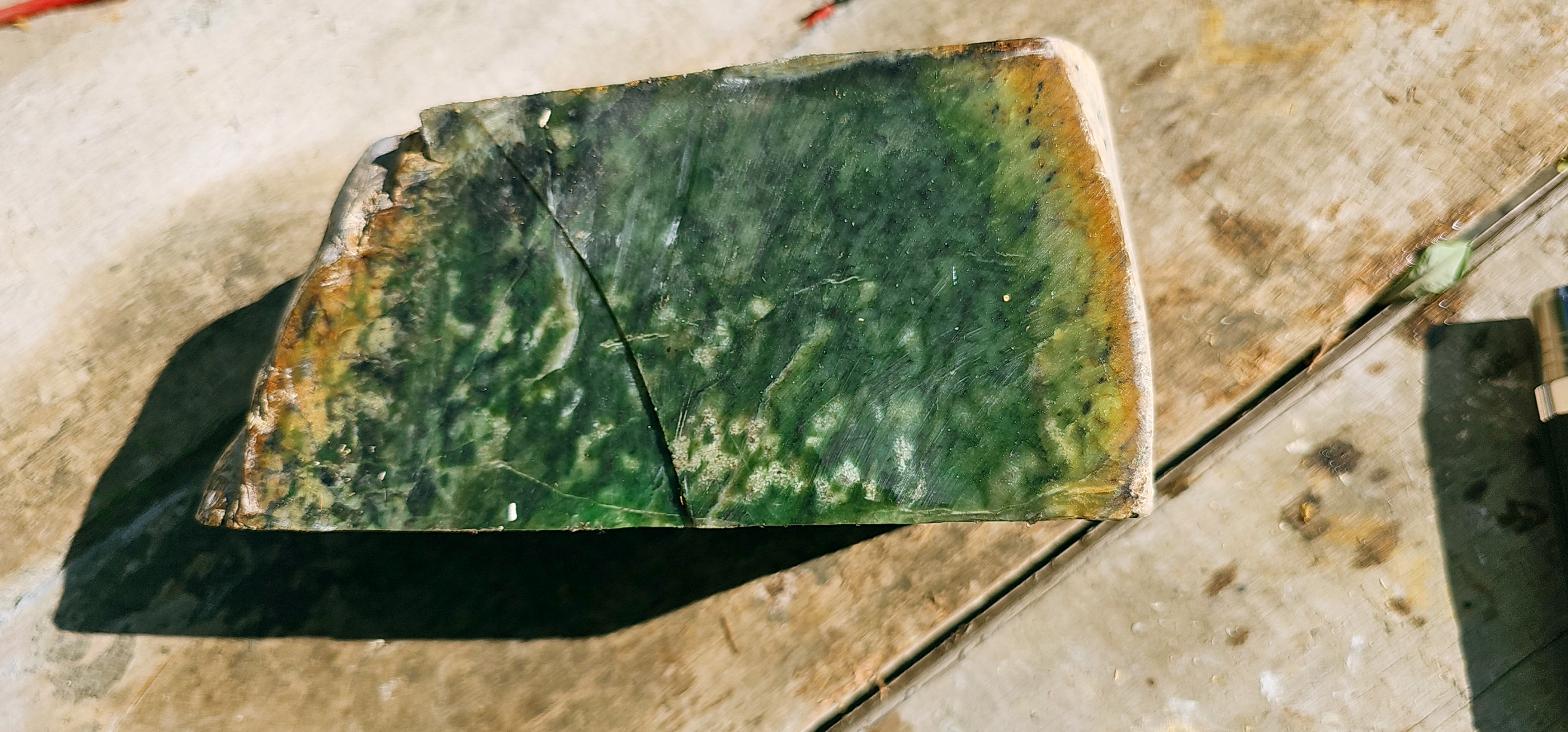 Aceh Natural Deep Forest Green and Moss Mottled Nephrite Jade Slab – 8.8 KG