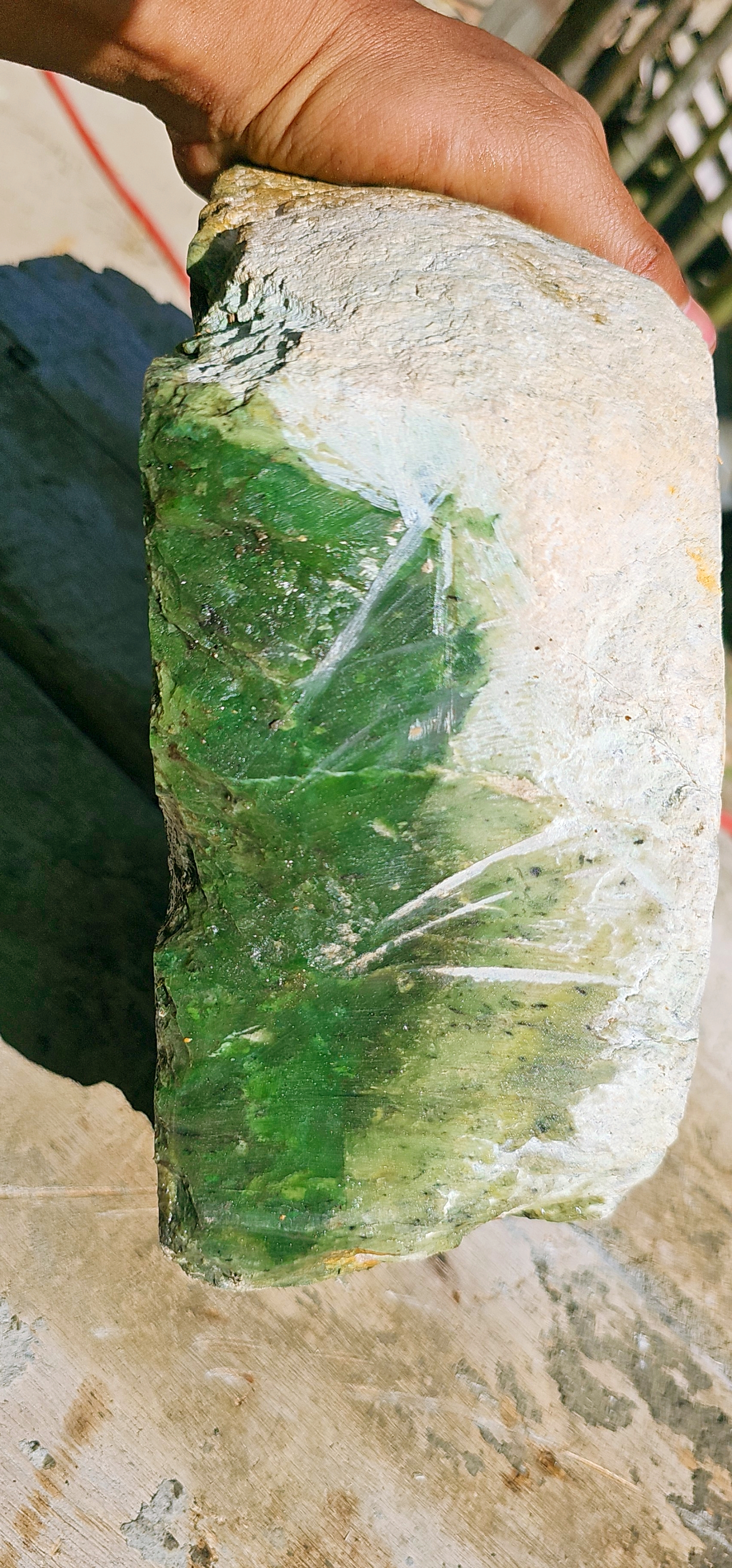 Aceh Natural Emerald Green and Yellow Nephrite Jade Slab – 7.5 KG