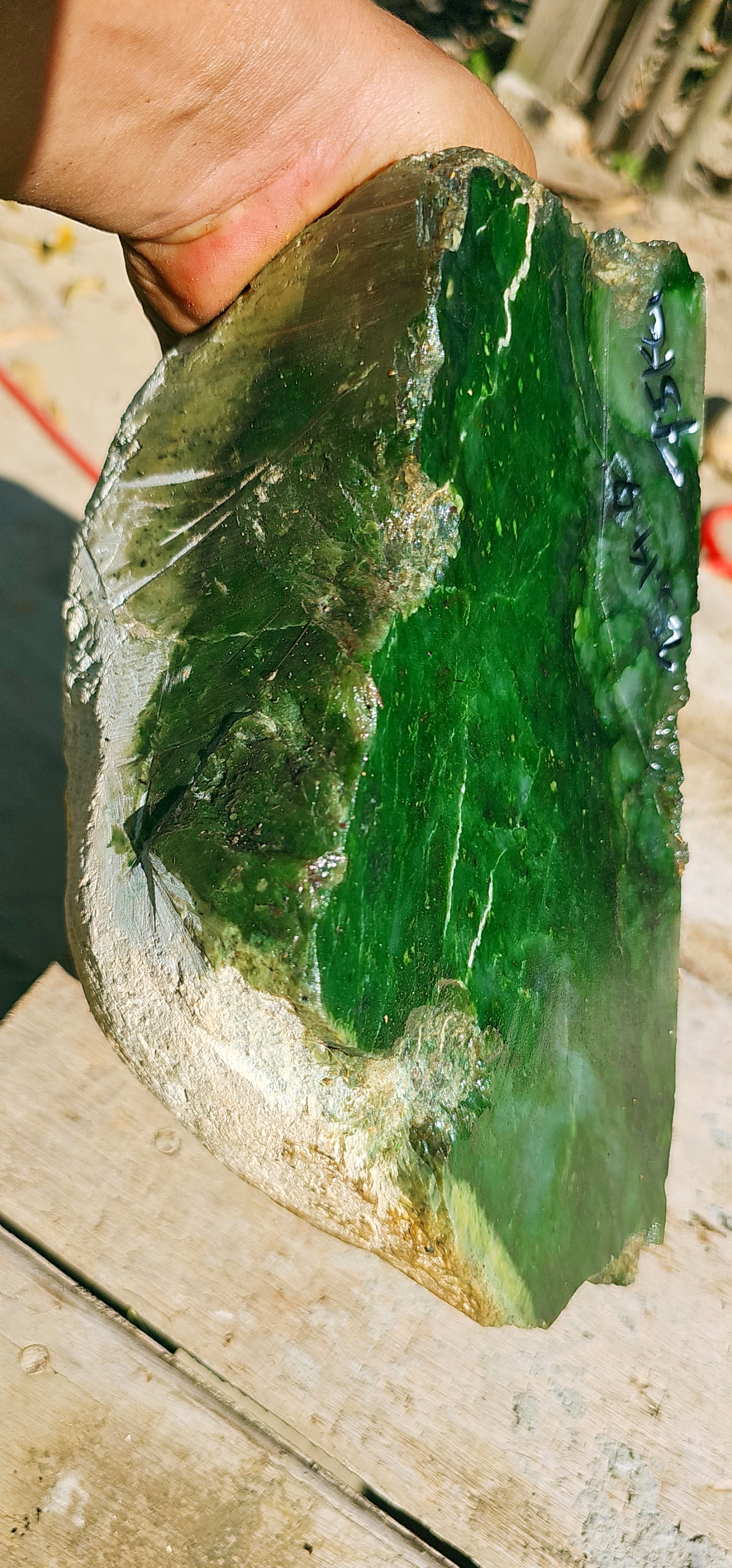 Aceh Natural Emerald Green and Yellow Nephrite Jade Slab – 7.5 KG