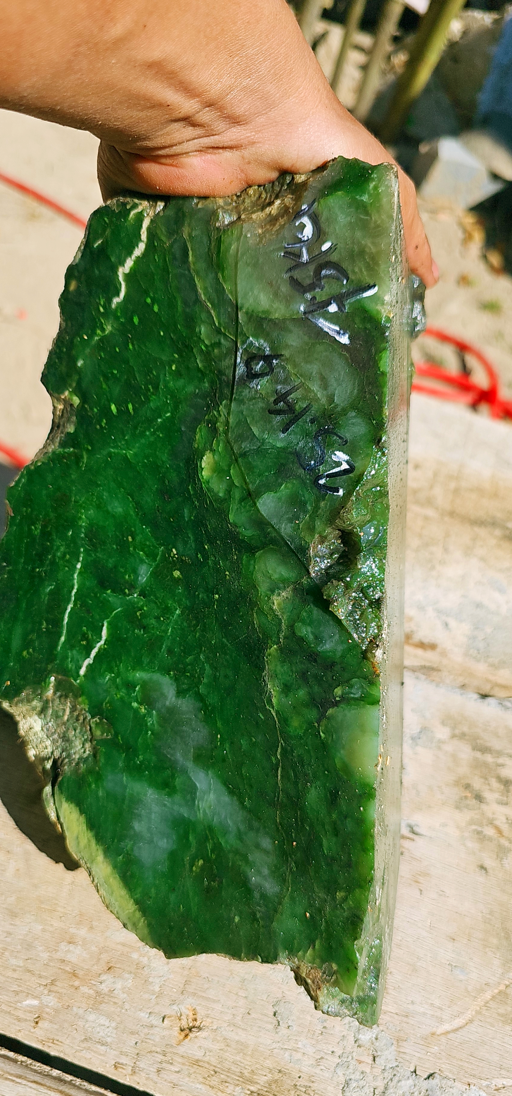 Aceh Natural Emerald Green and Yellow Nephrite Jade Slab – 7.5 KG