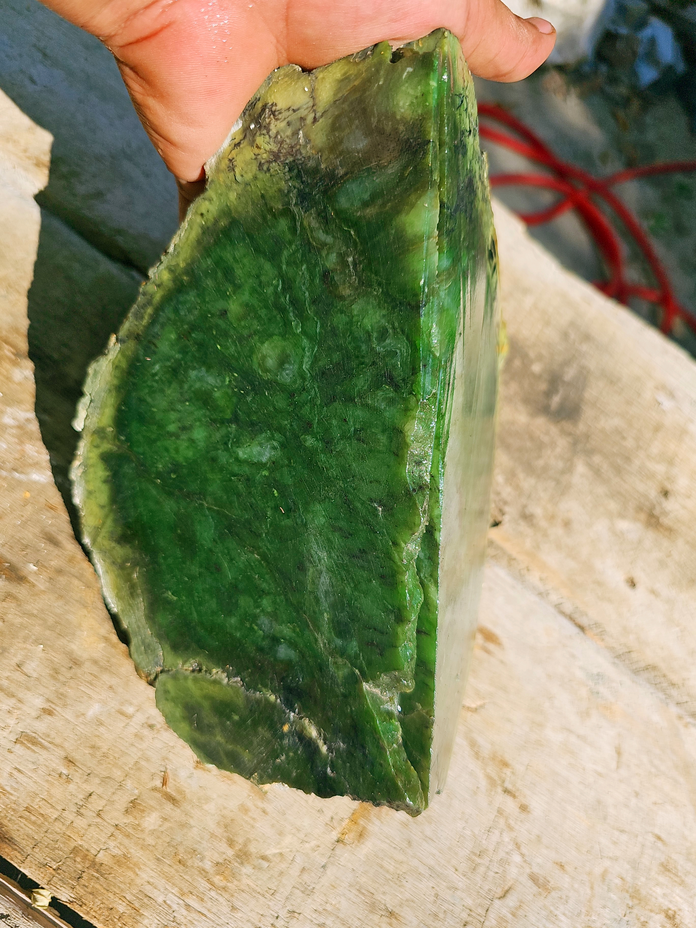Aceh Natural Emerald Green and Yellow Nephrite Jade Slab – 7.5 KG
