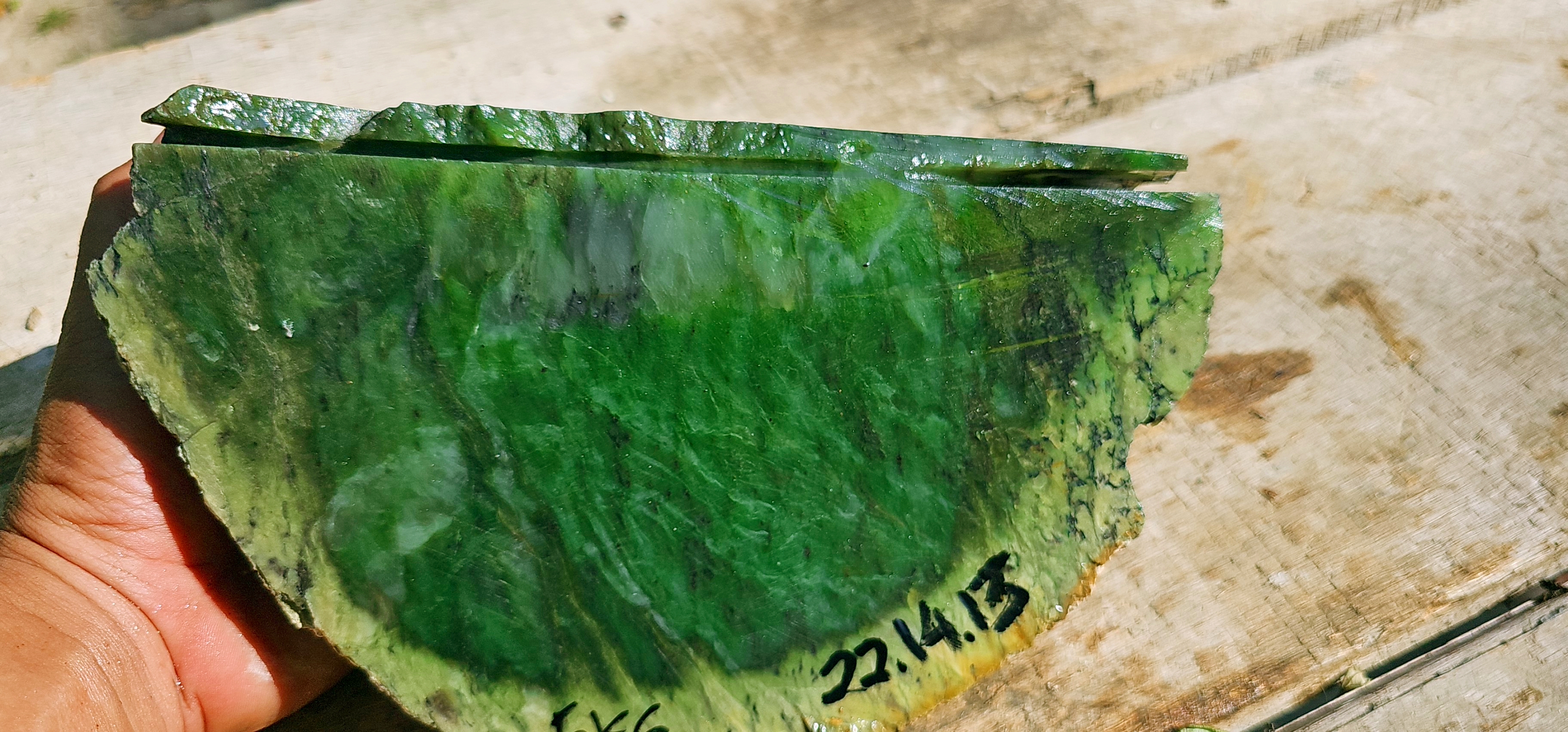 Aceh Natural Vibrant Apple Green Nephrite Jade Slab – 5 KG